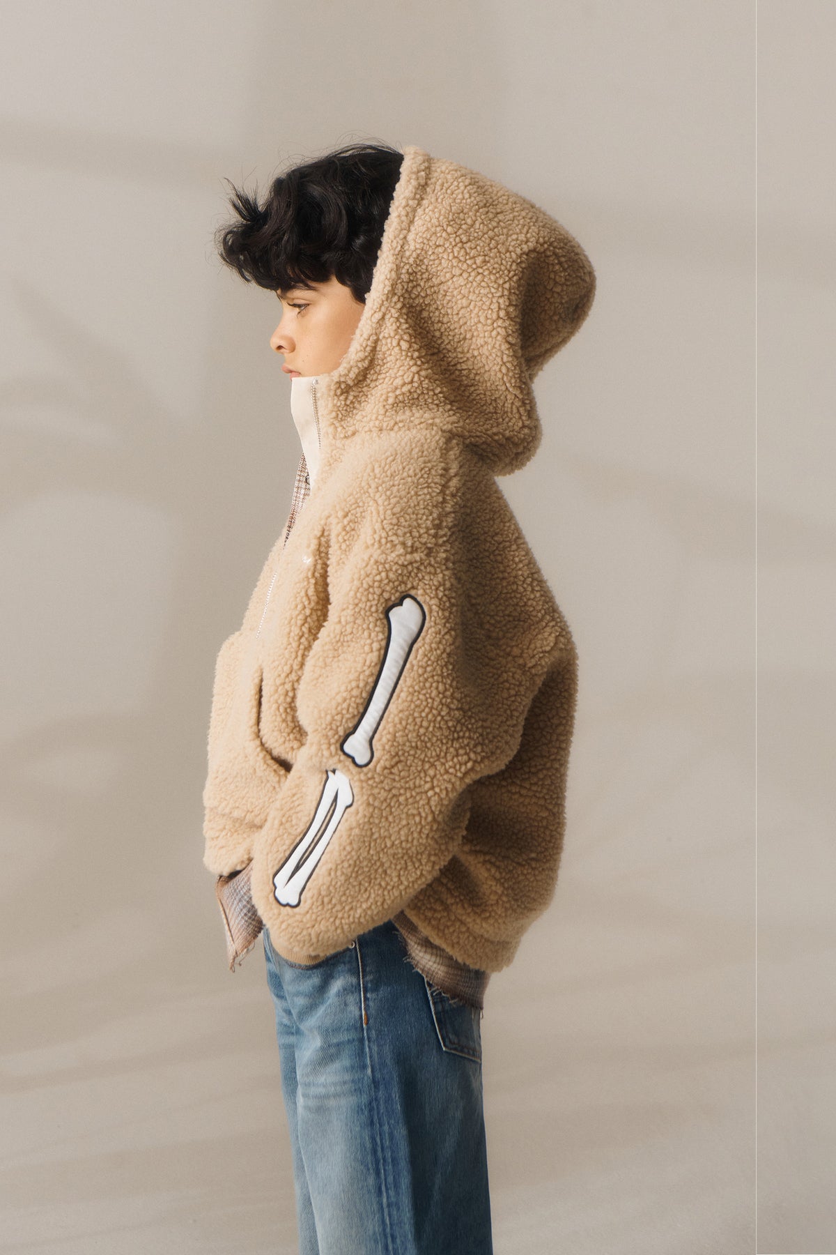 Veste teddy avec détails osseux
