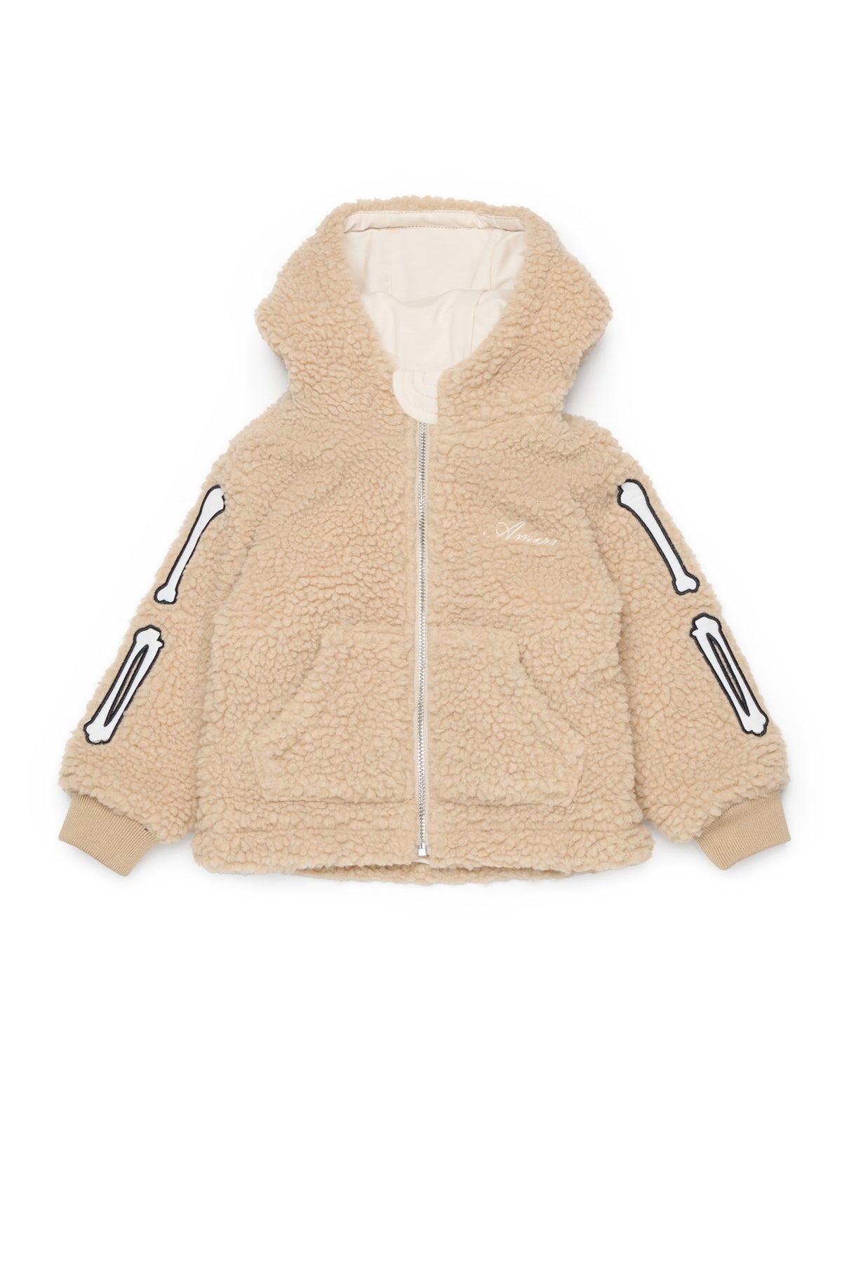 Chaqueta teddy con logo y detalles de huesos
