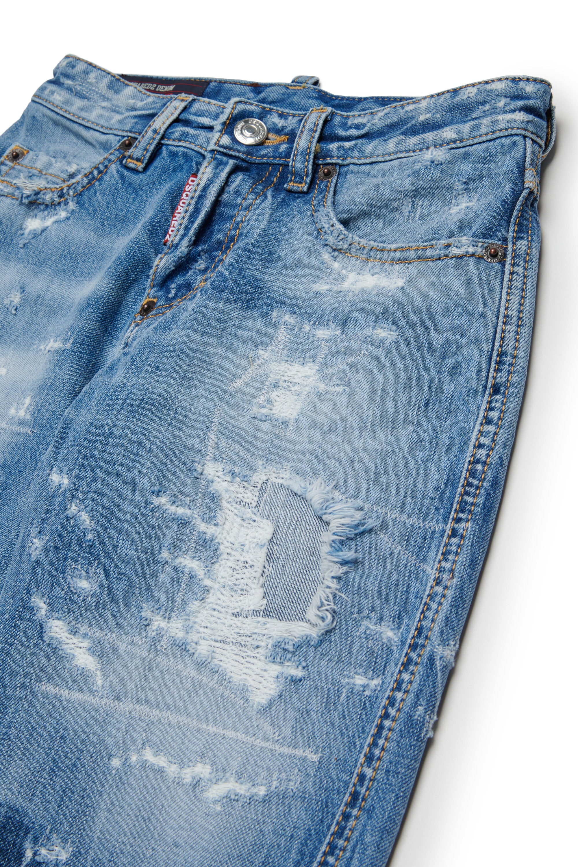 Jeans corte regular en denim azul claro - Long Kawaii