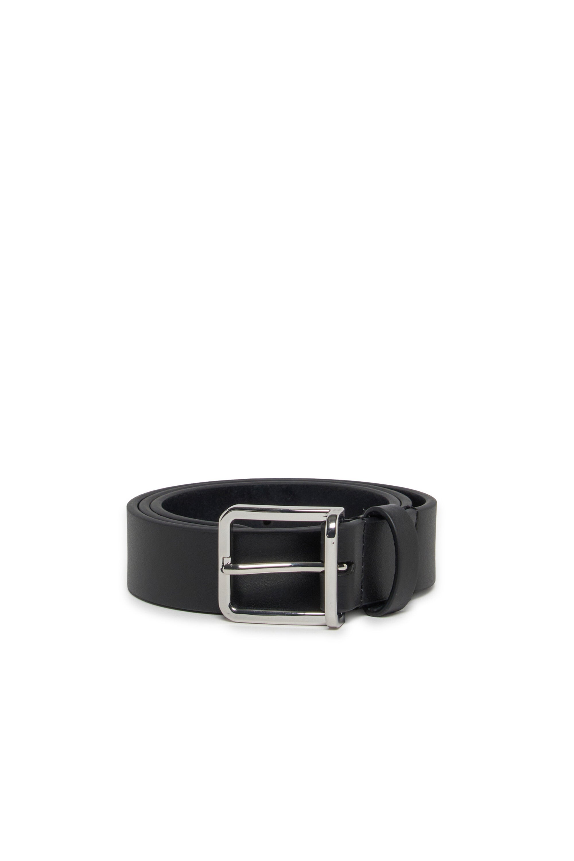 Leather belt with metal buckle
