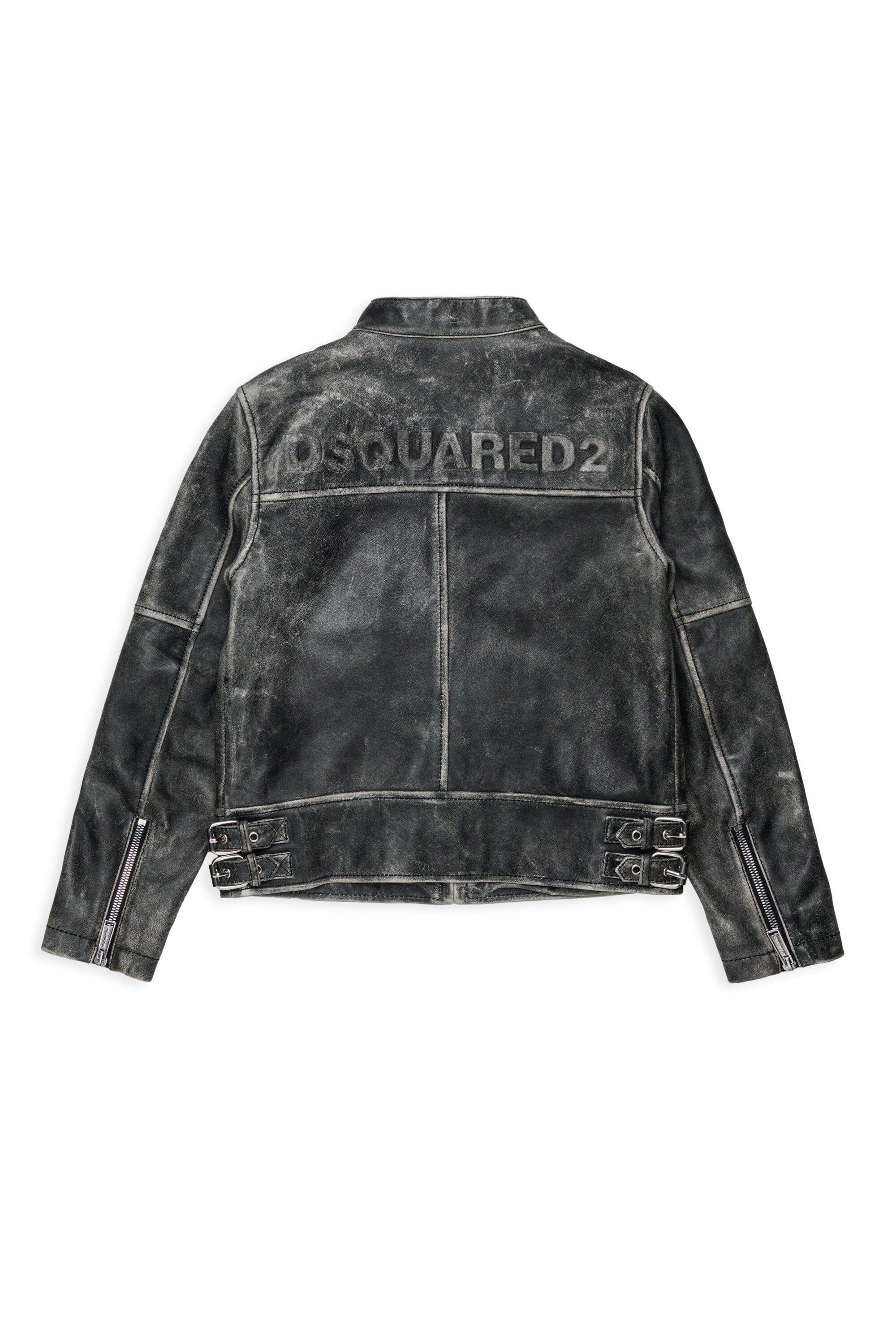 Leather worn effect nail jacket