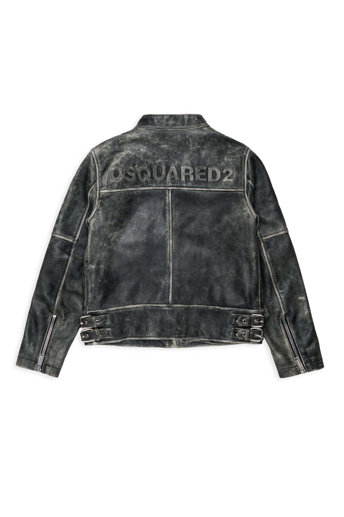 Leather worn effect nail jacket