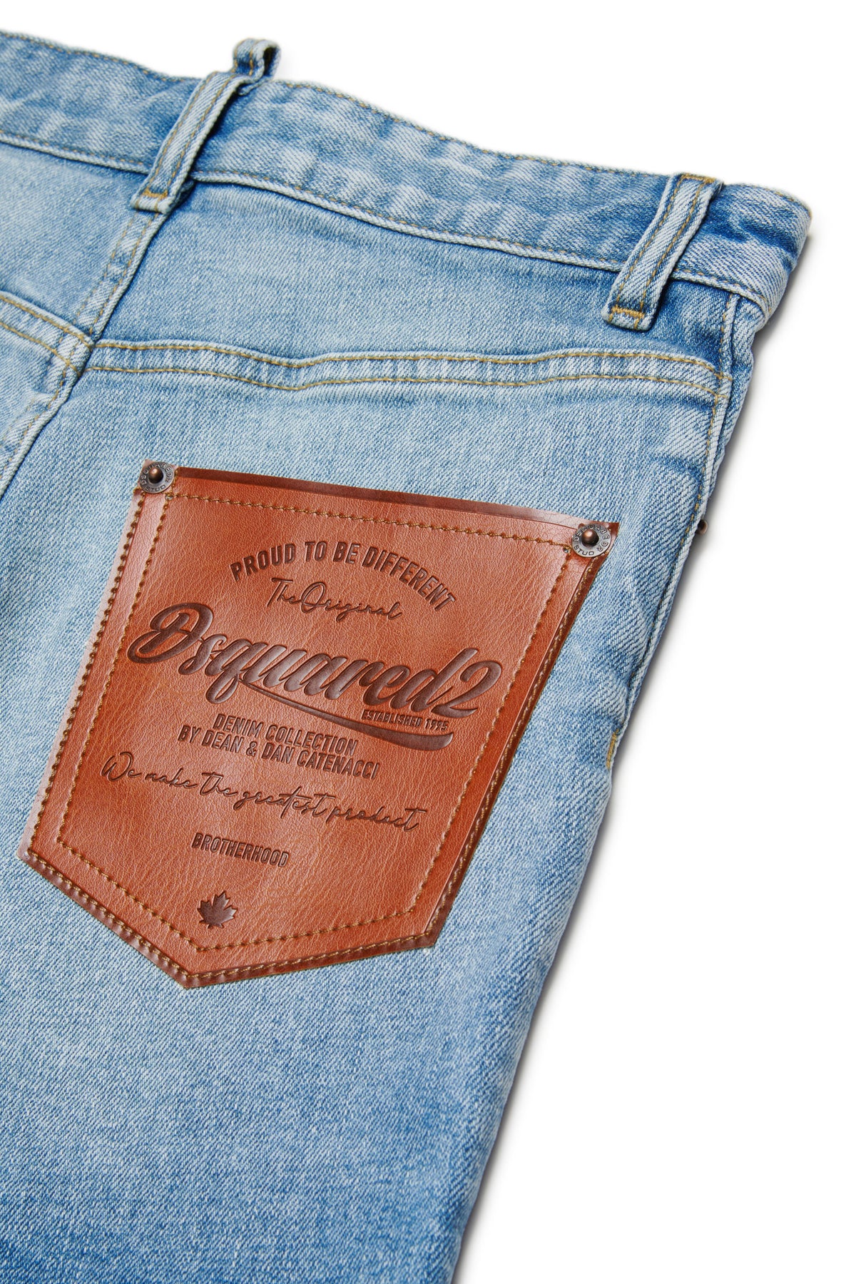Light-wash denim five-pocket shorts