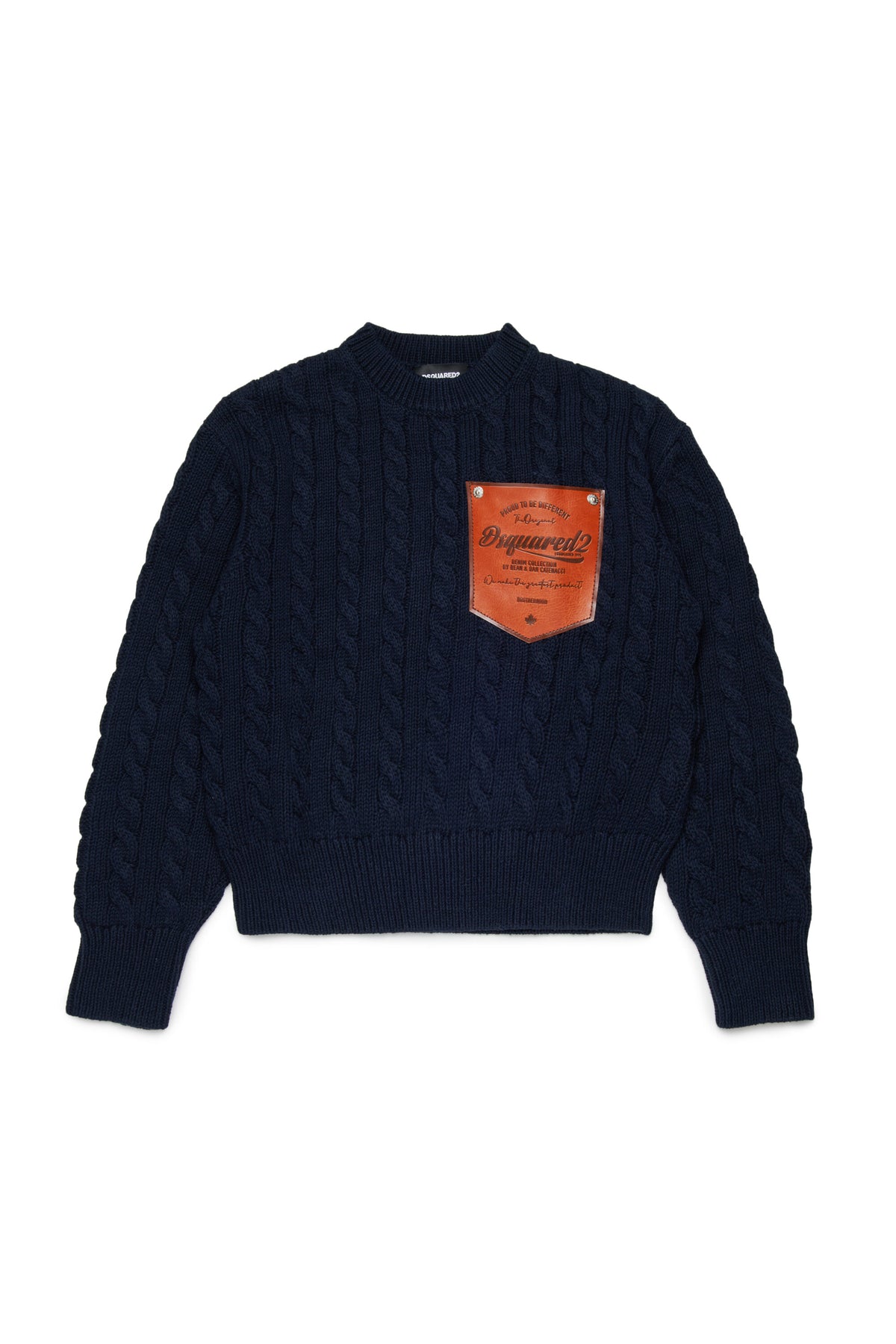 Pull ras-du-cou en maille torsadée avec logo