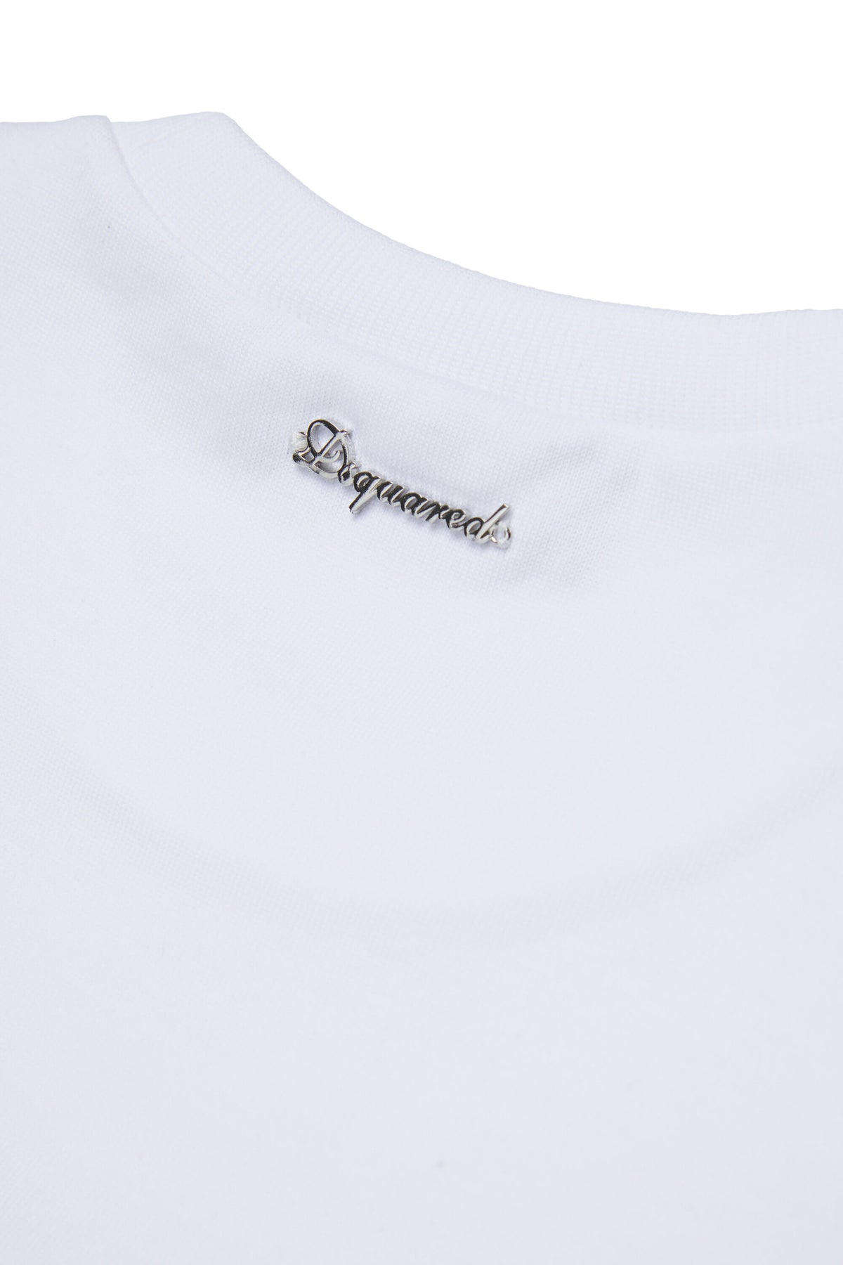 Camiseta con aplicaciones de joya y logo