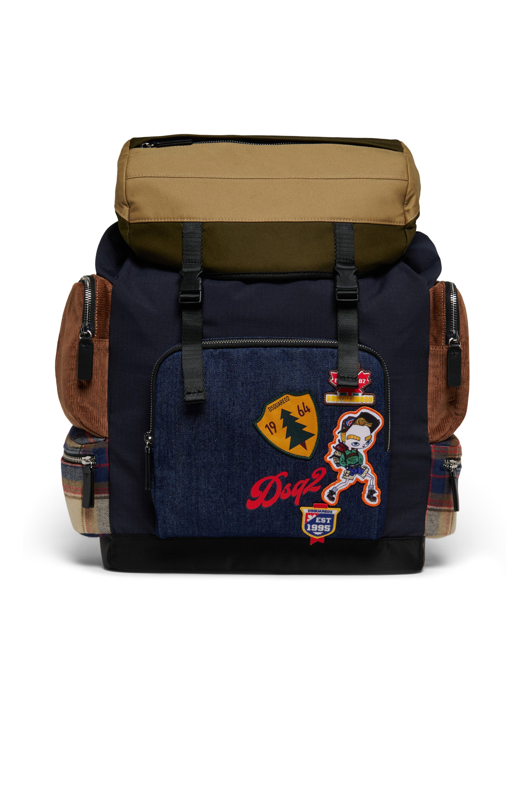 Mochila multibolsillos con parches decorativos