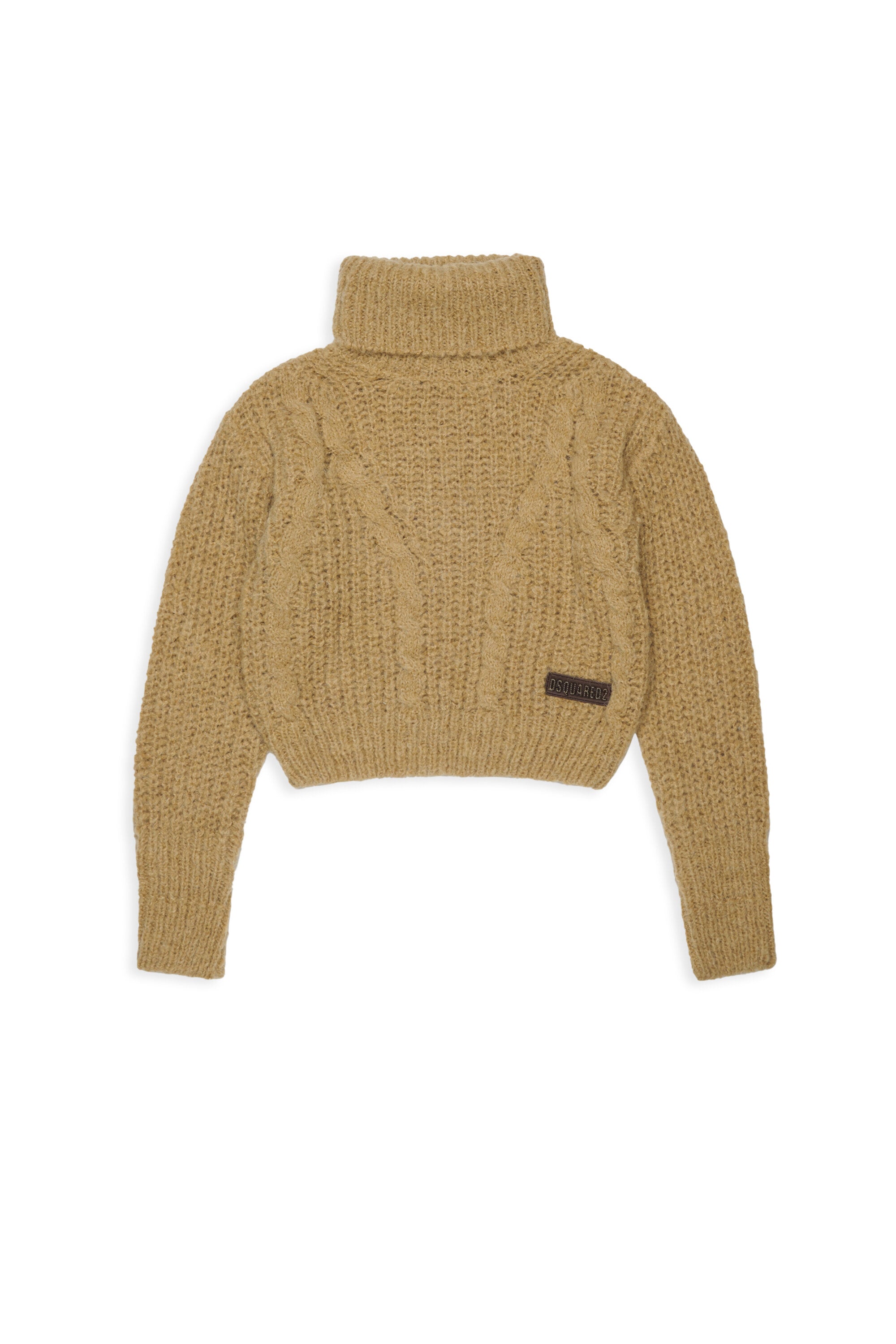 Cable-knit turtleneck with logo