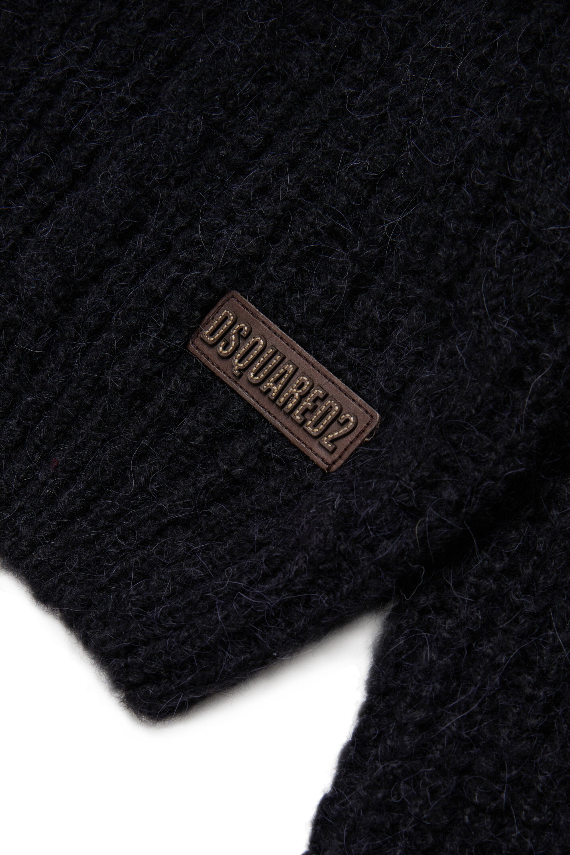 Cable-knit turtleneck with logo
