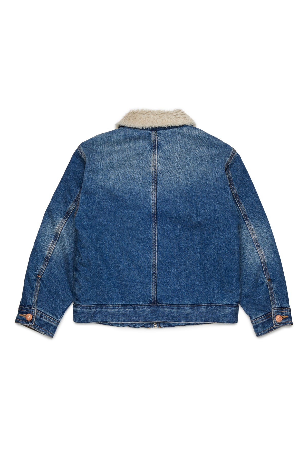 Veste en denim shearling avec logo imprimé
