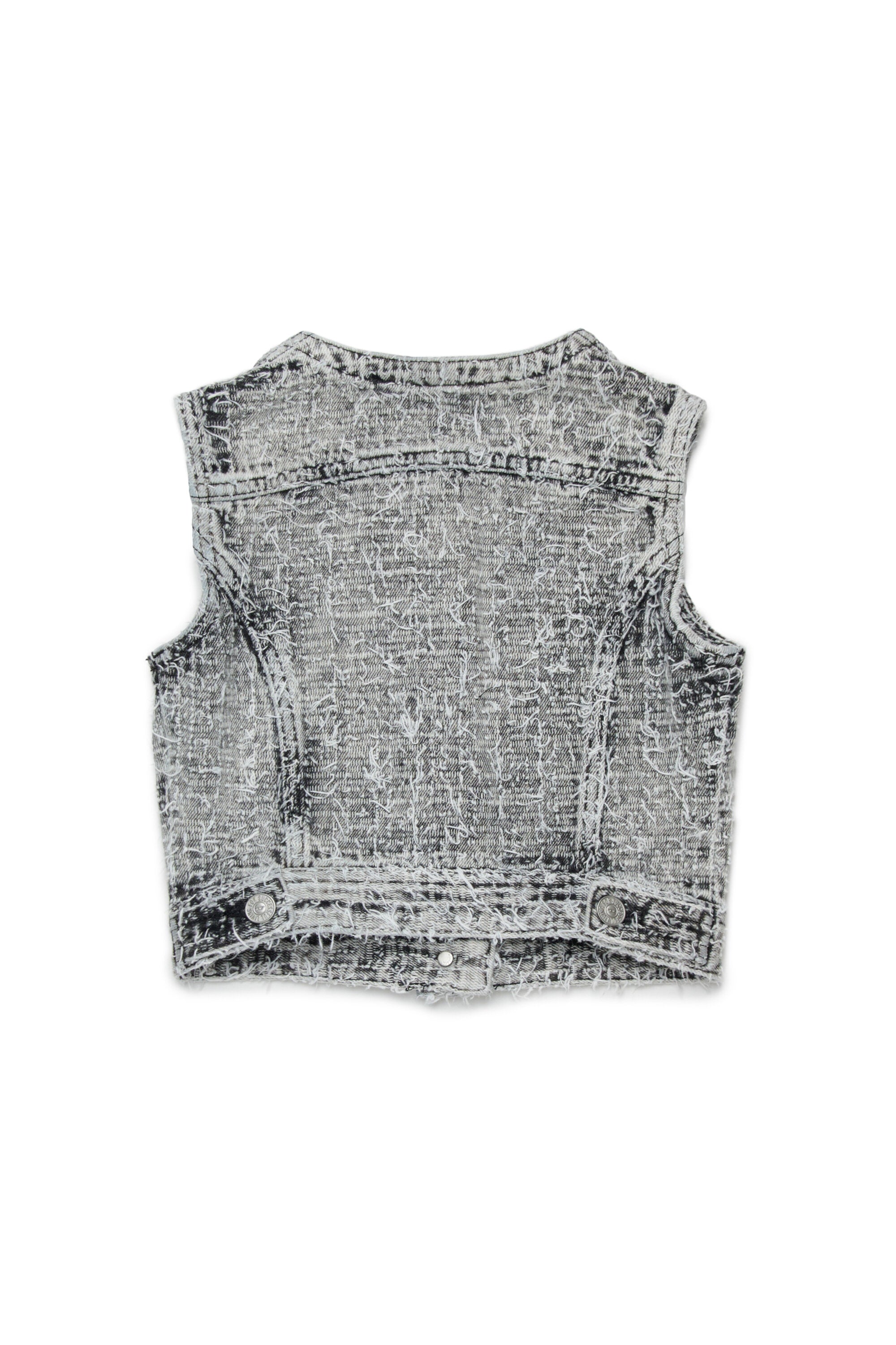 Sleeveless denim jacket with logo