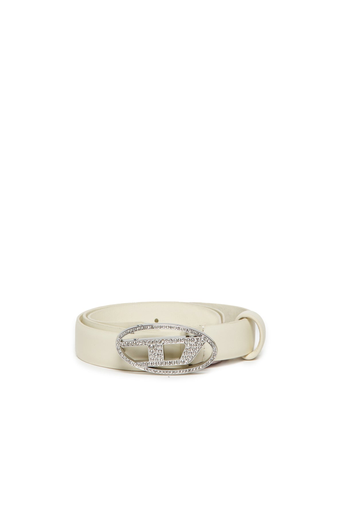 Ceinture en cuir véritable Oval D avec strass