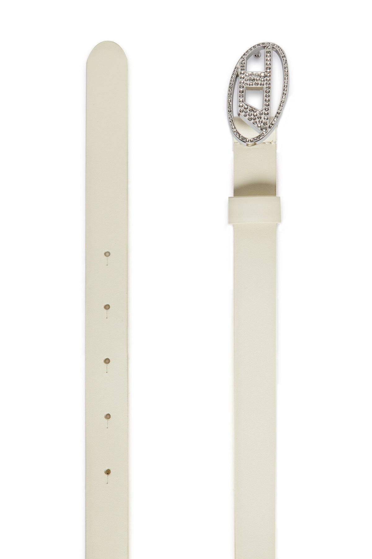 Ceinture en cuir véritable Oval D avec strass