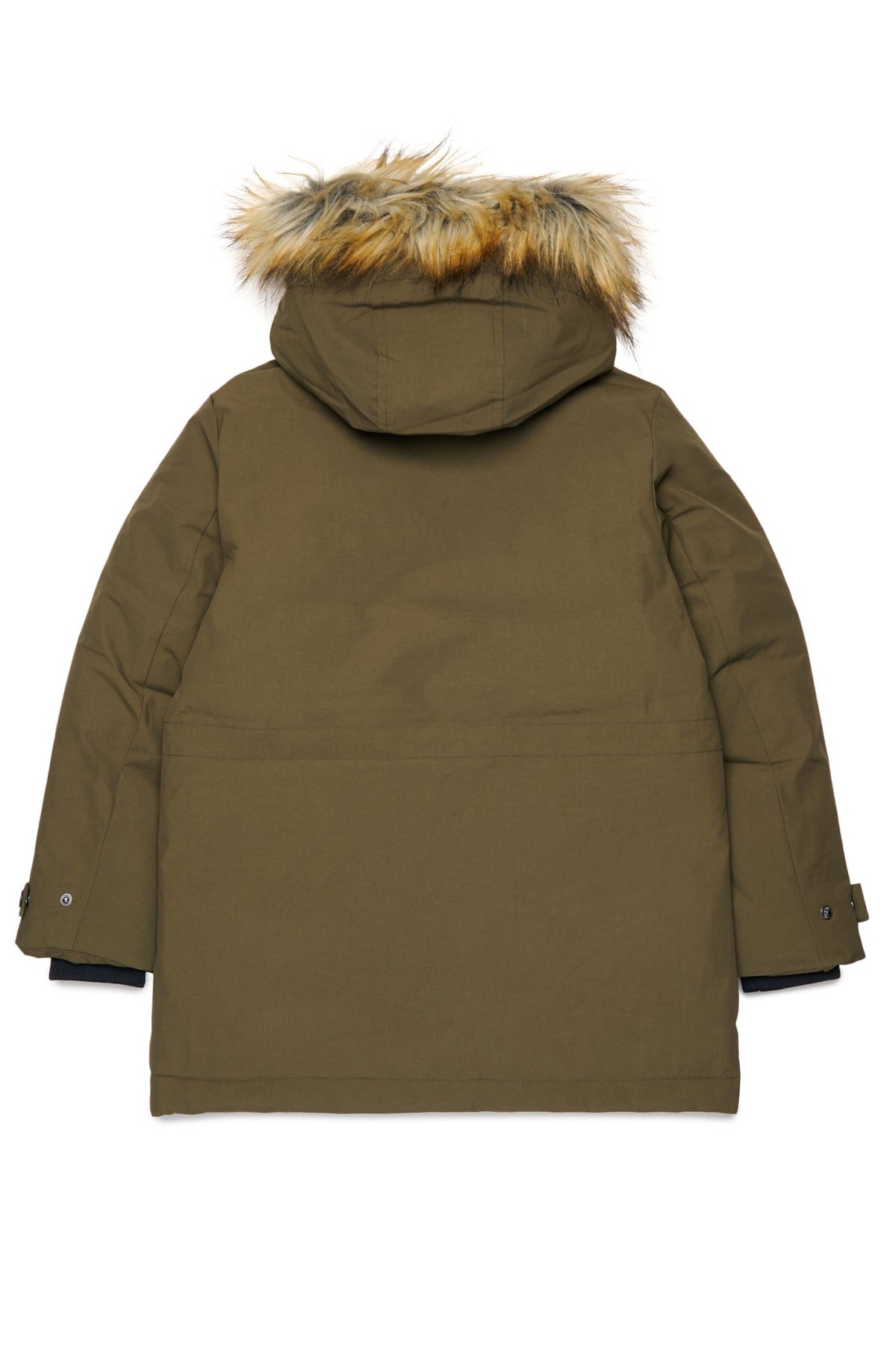 Chaqueta acolchada con capucha de piel sintética