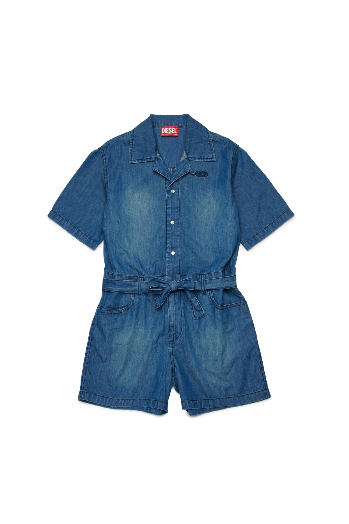 Combinaison courte en denim avec logo