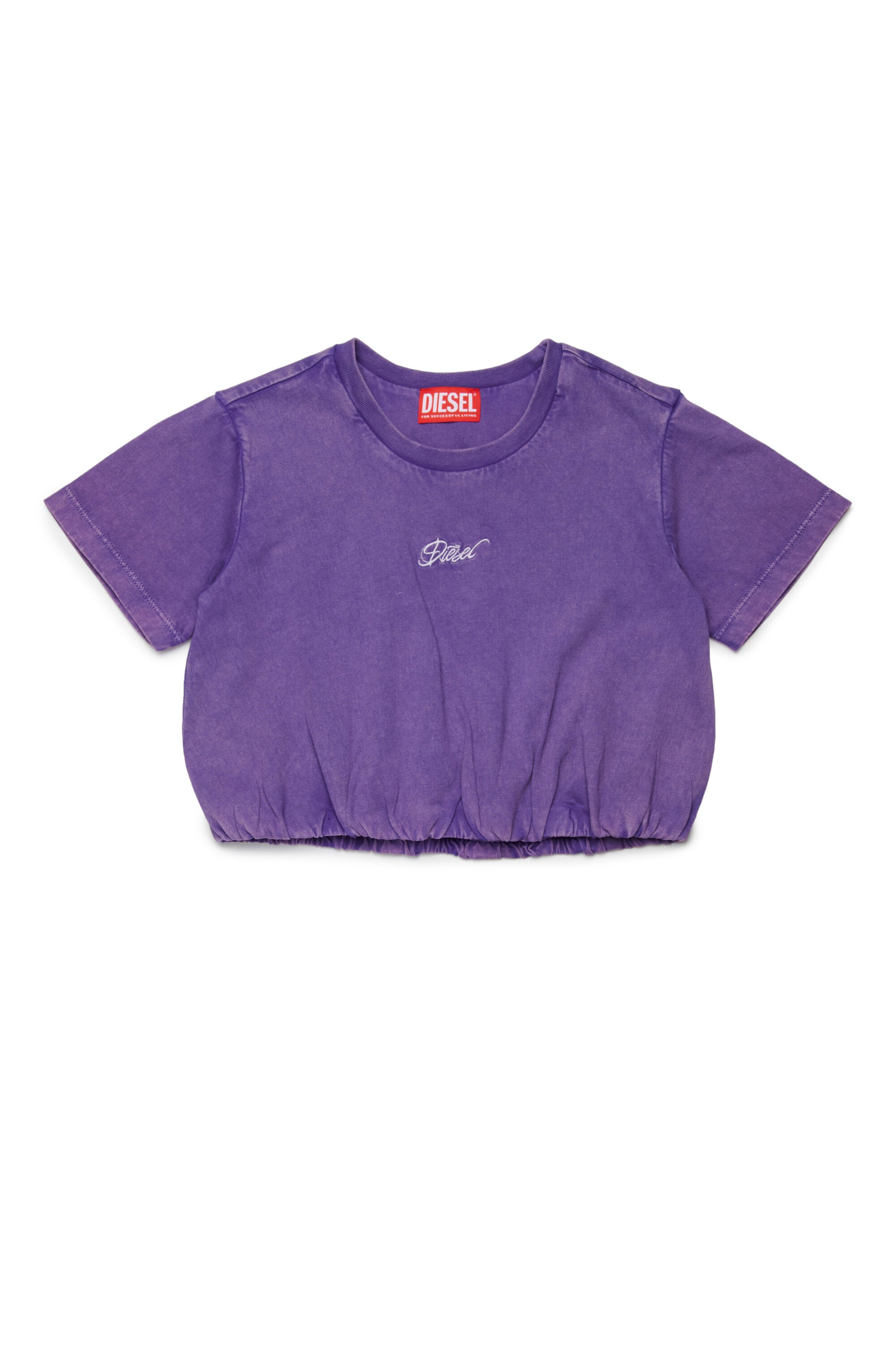 Camiseta corta con logotipo bordado