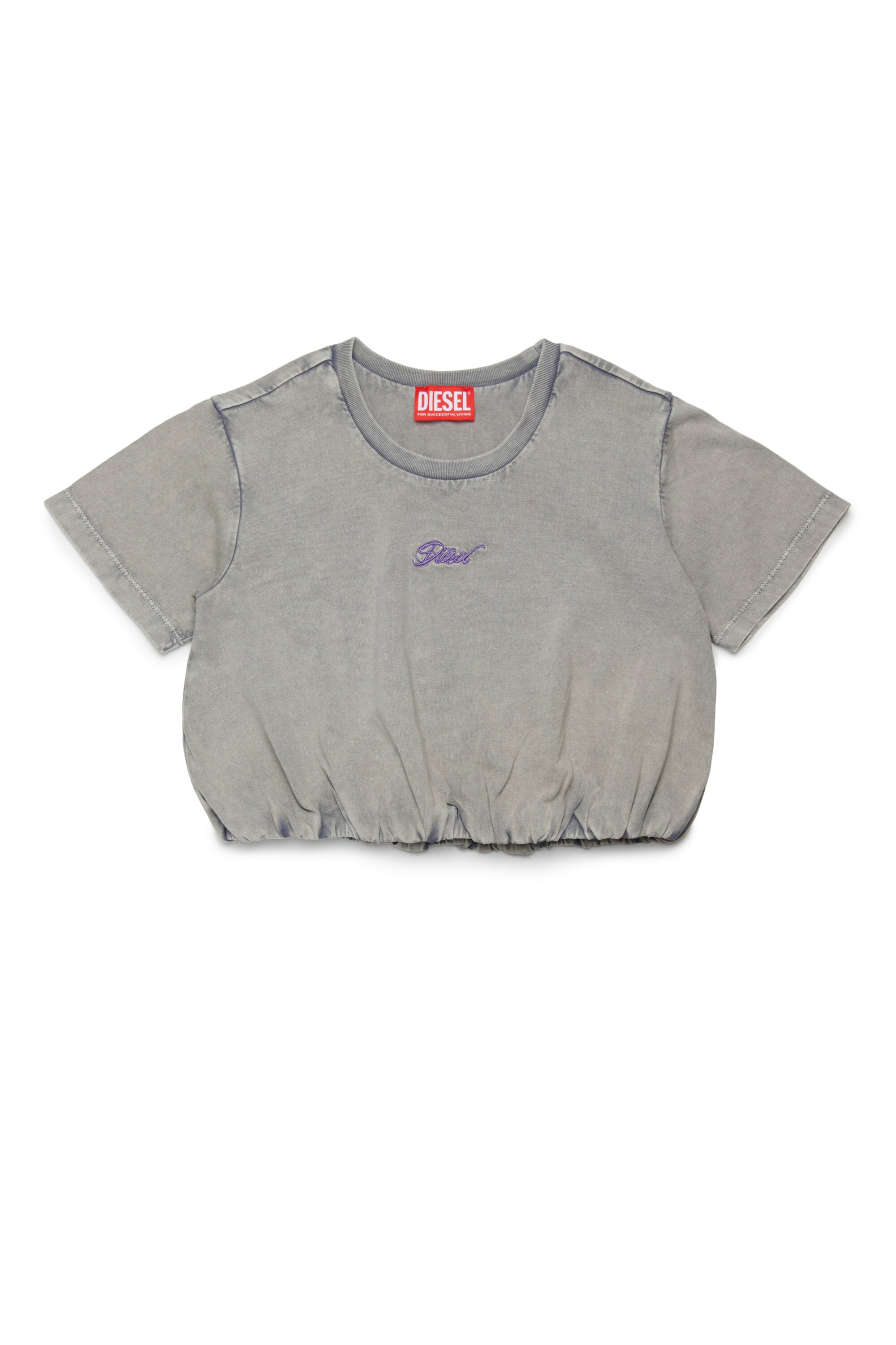 Camiseta corta con logotipo bordado
