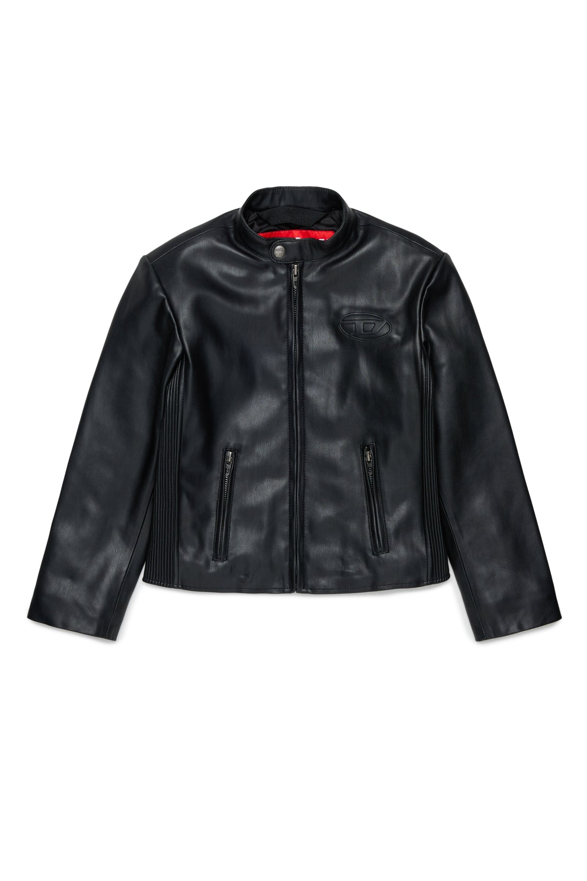 Biker jacket with printed logo