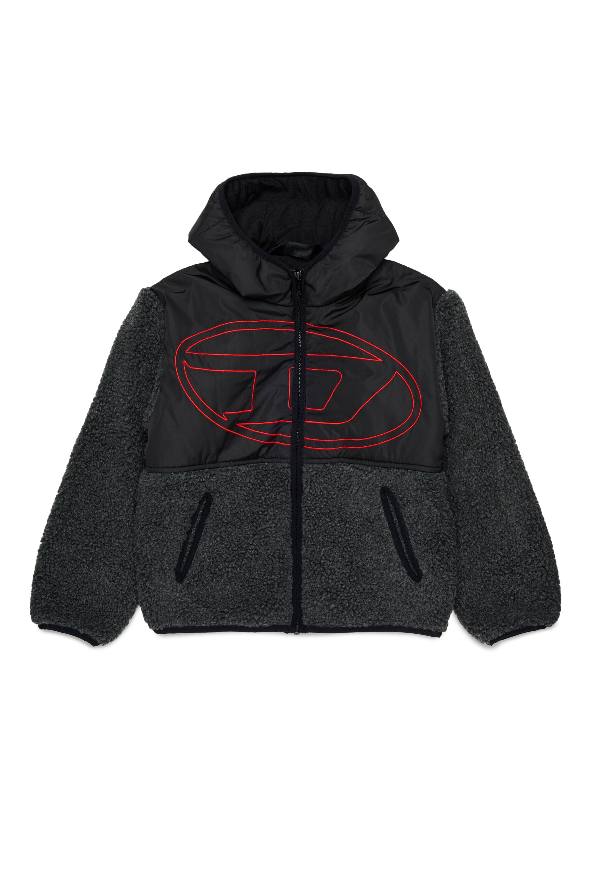 Chaqueta teddy con logo estampado