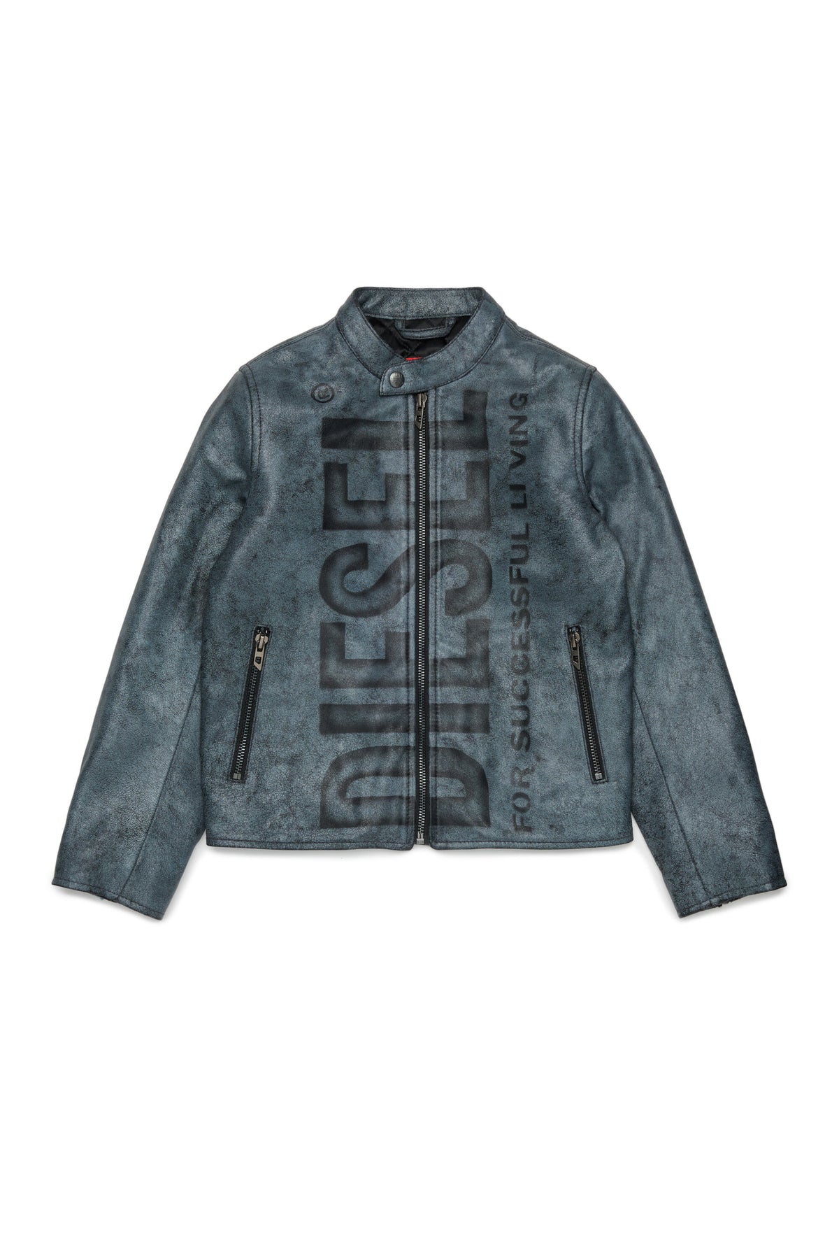 Biker jacket with printed logo