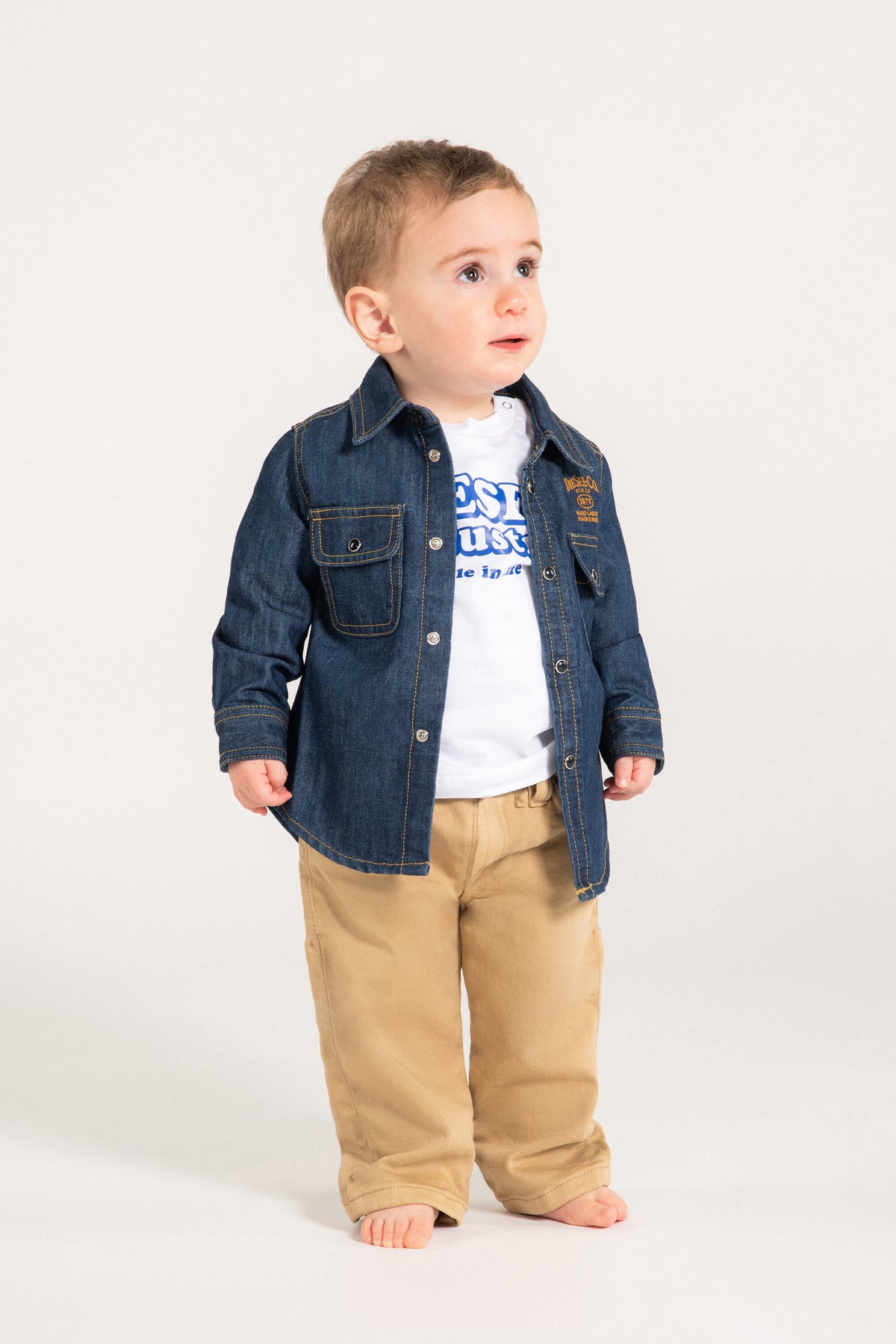 Chemise en denim à manches longues avec logo
