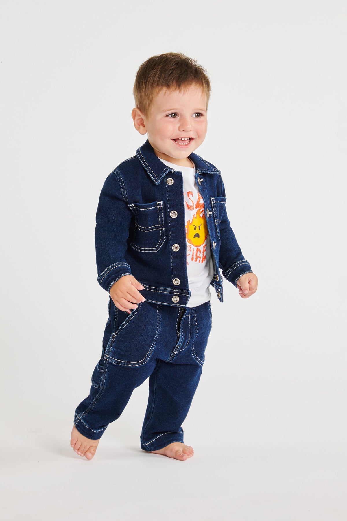 Denim jacket with printed logo