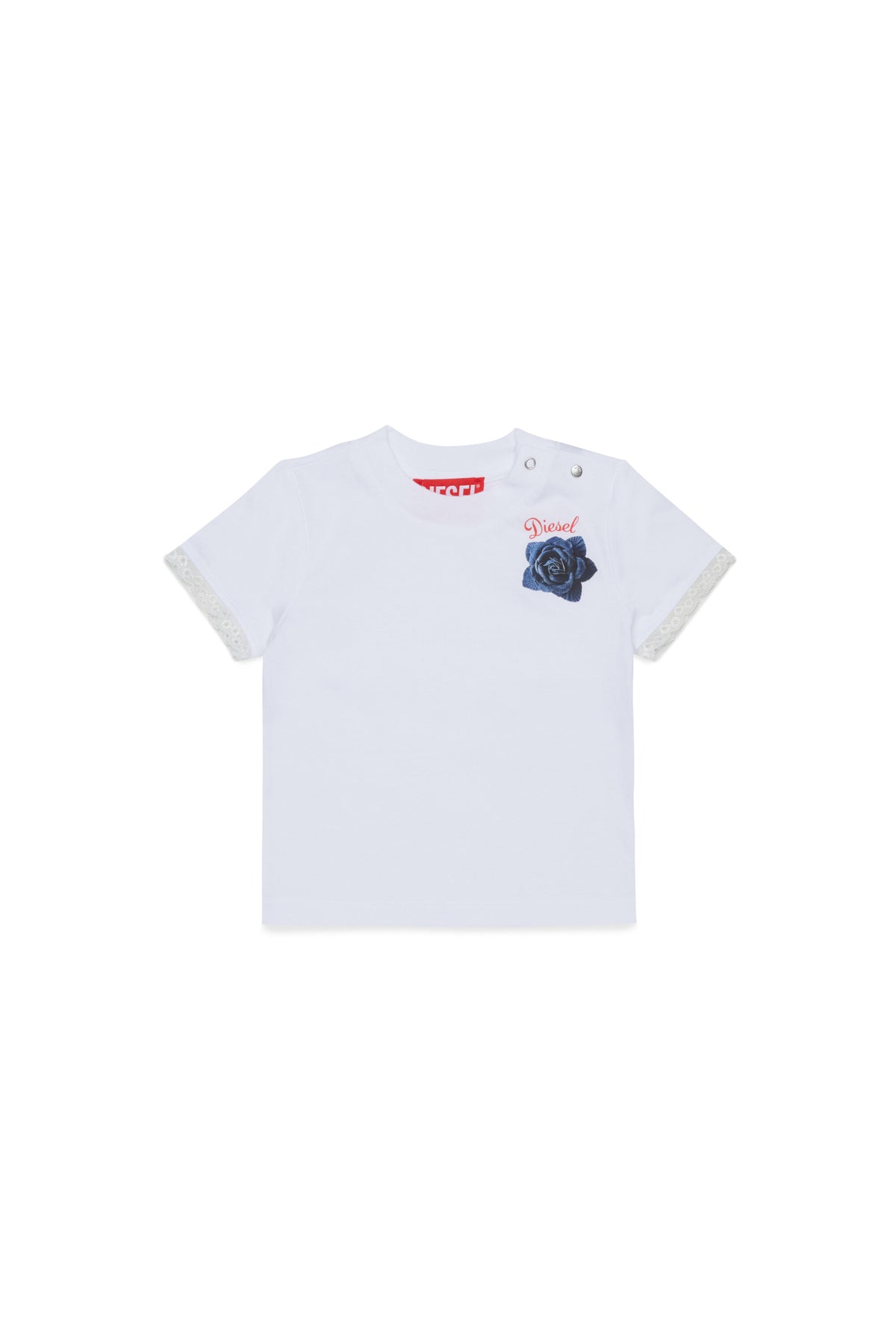 T-shirt avec logo et manches en dentelle