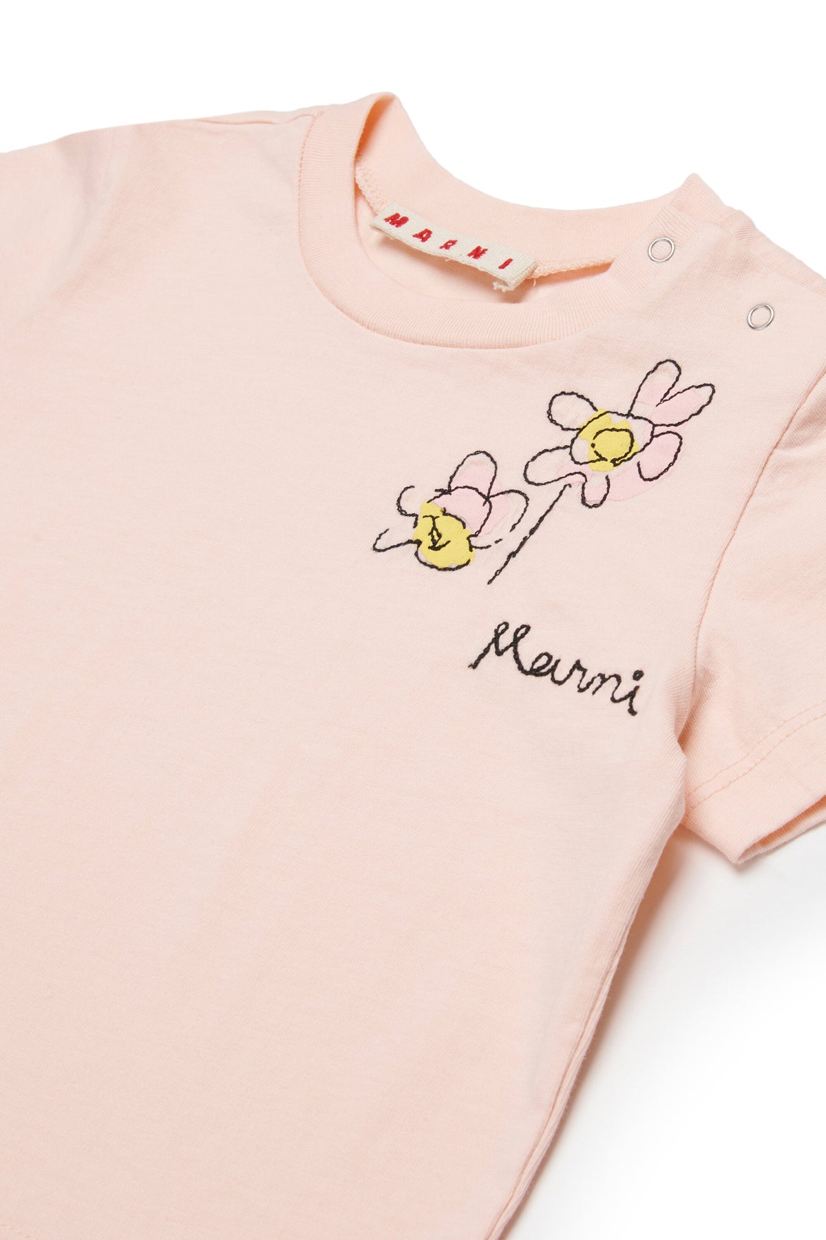 Camiseta con logotipo y bordado floral