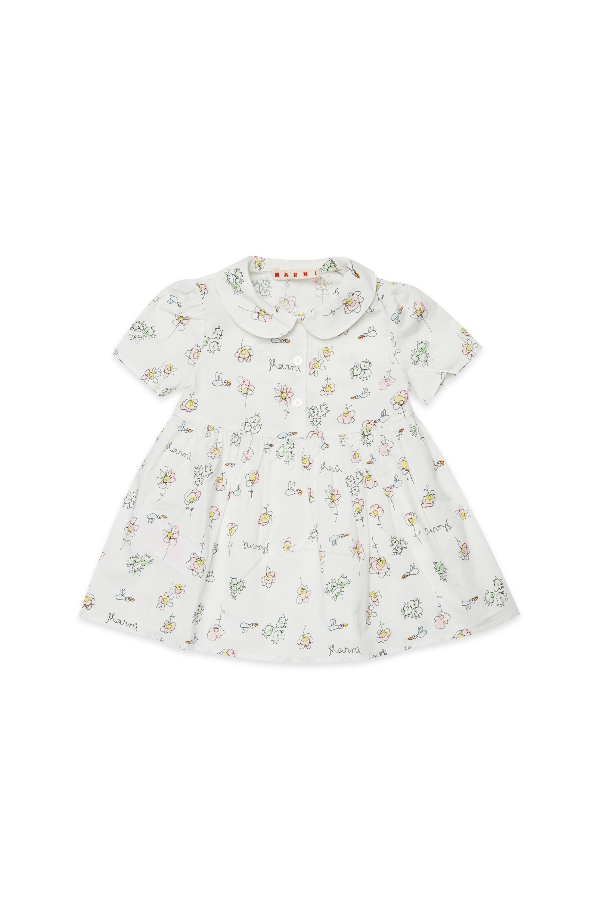 Dress with floral print and rounded collar