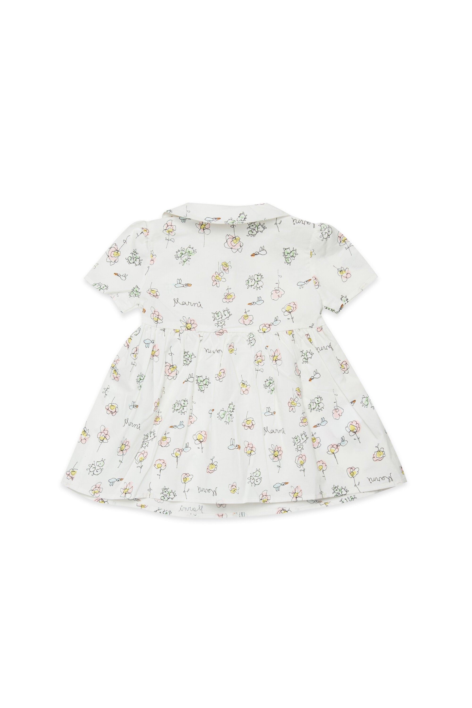 Dress with floral print and rounded collar