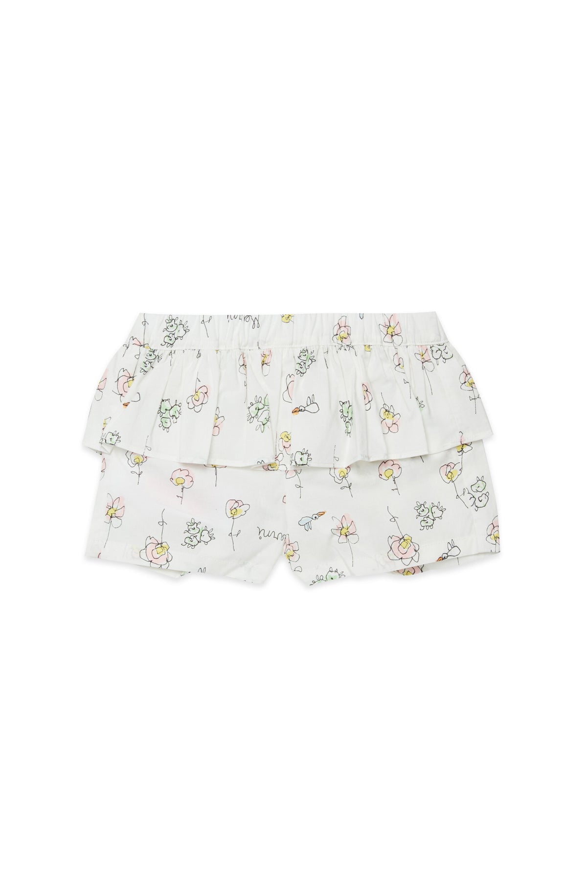 Shorts con volante y estampado de flores