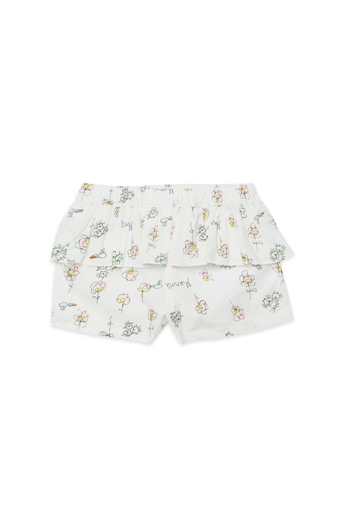 Shorts con volante y estampado de flores