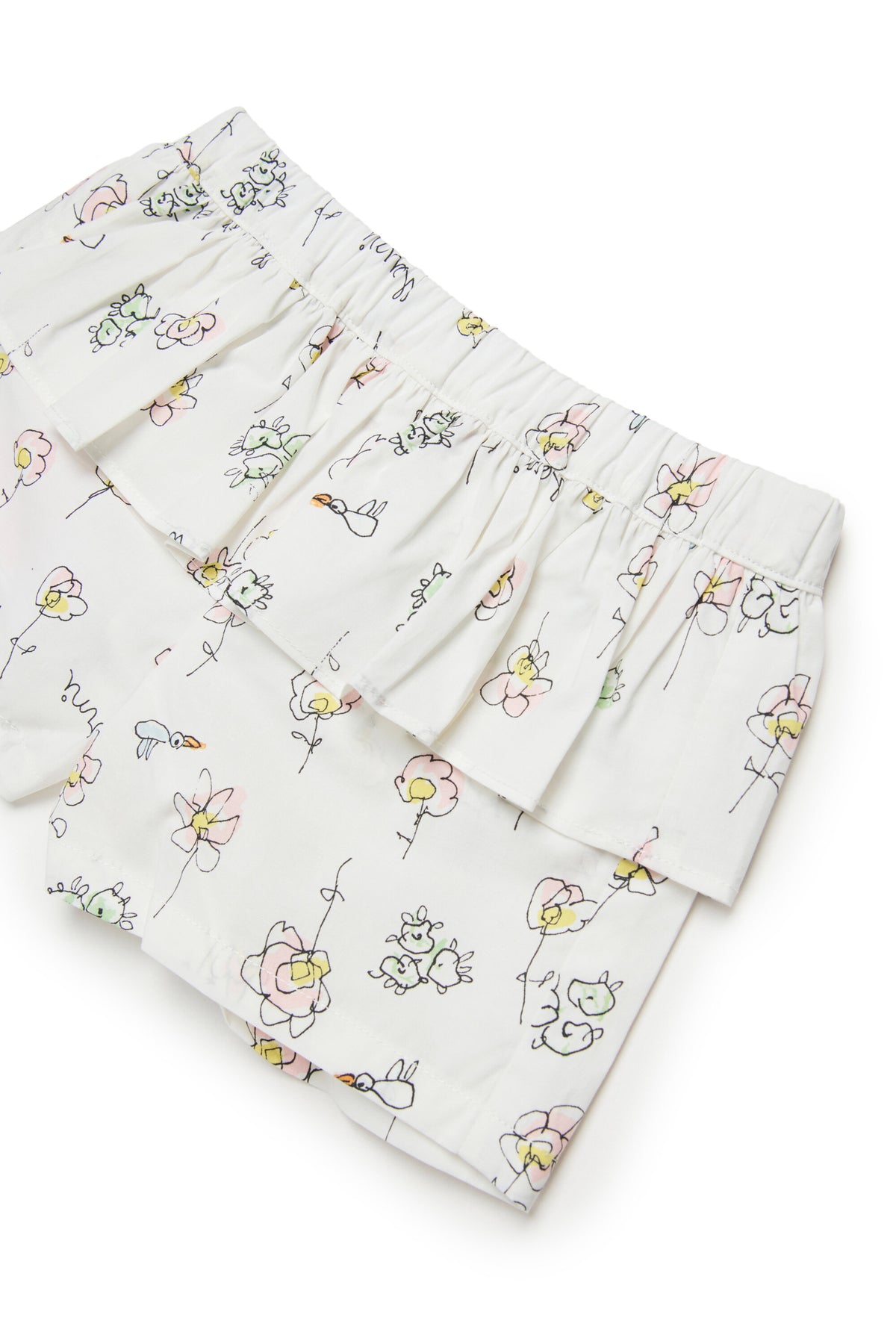 Shorts con volante y estampado de flores