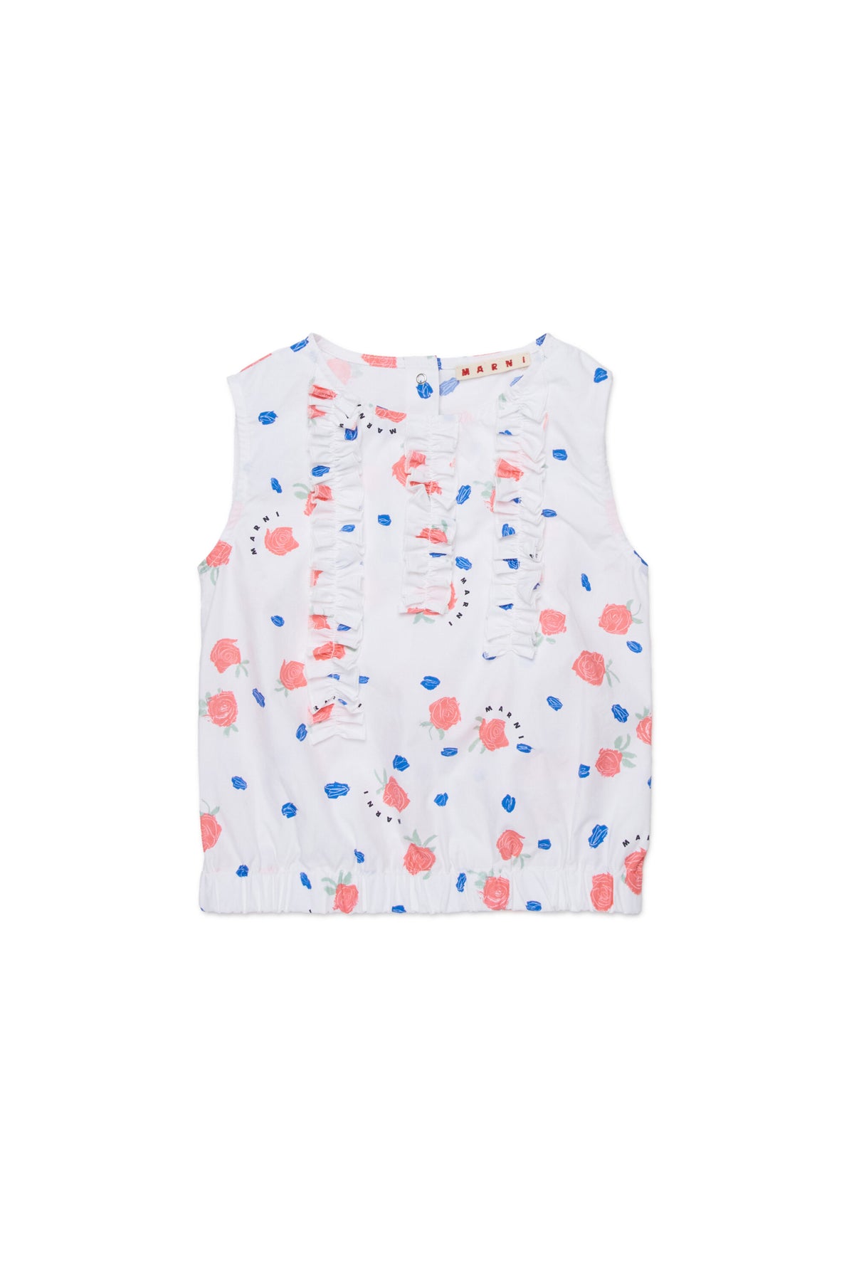 Sleeveless shirt with ruffles
