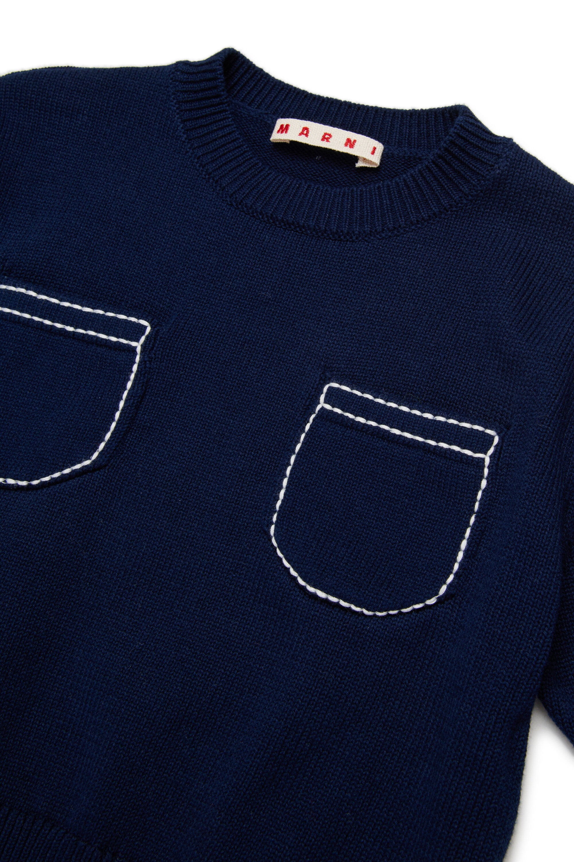 Jersey de cuello redondo con bolsillos y logo