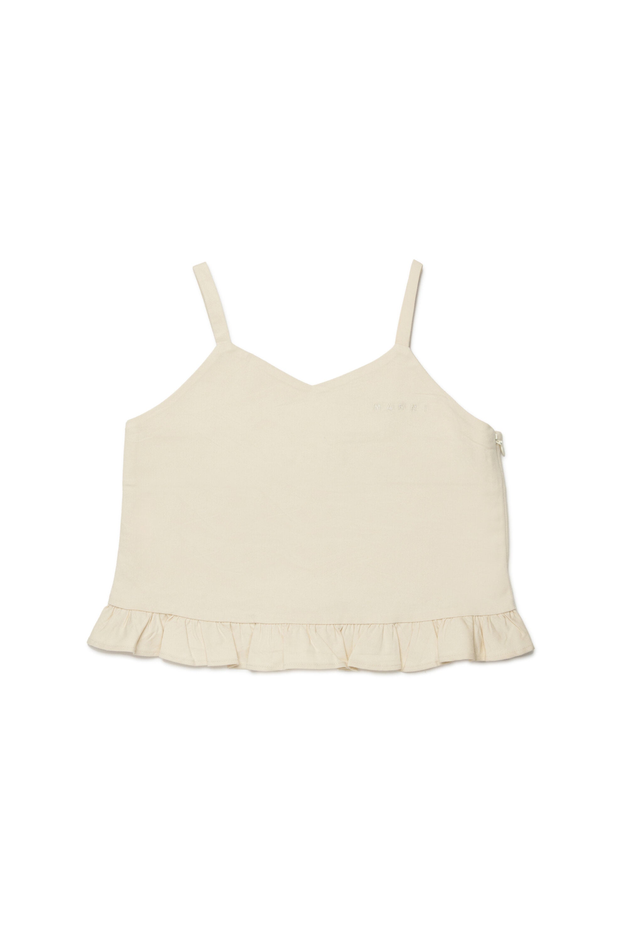 Top sans manches avec volants et logo