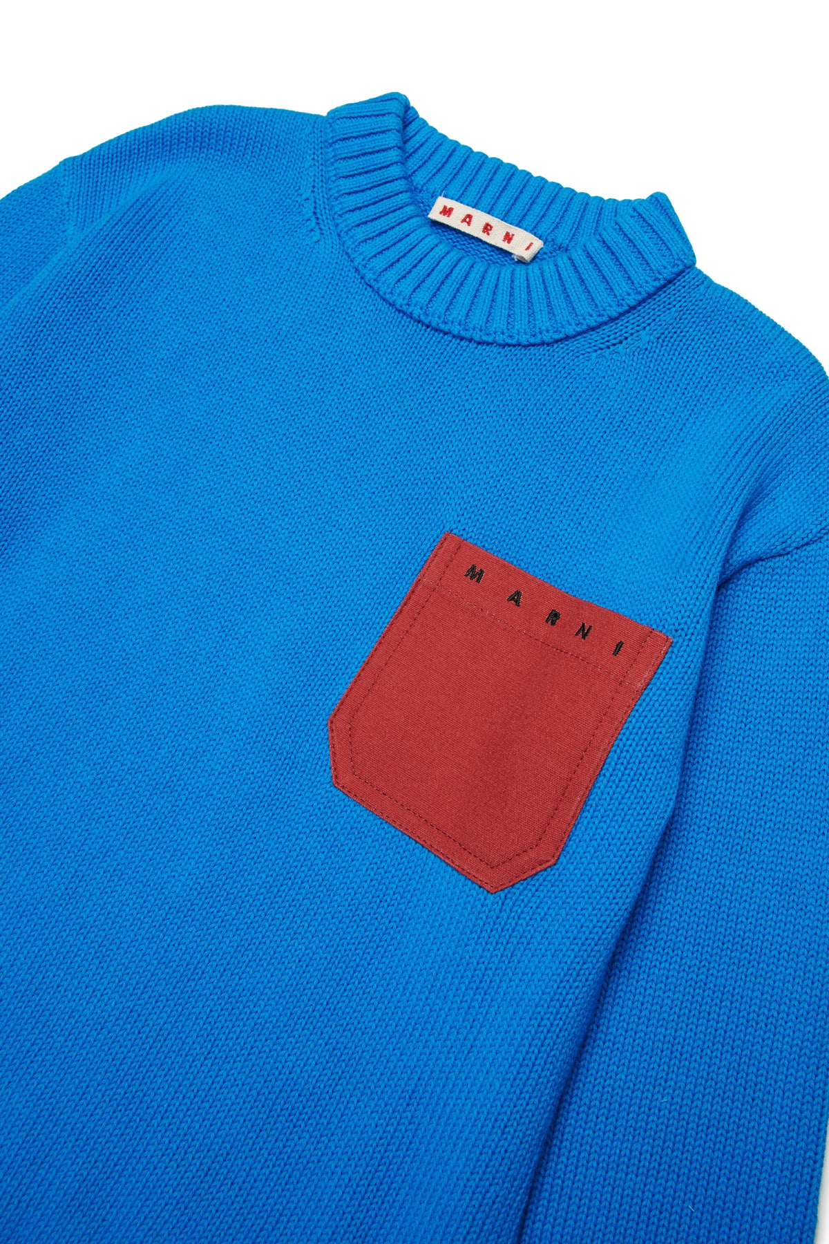 Crew neck pullover with chest pocket and logo