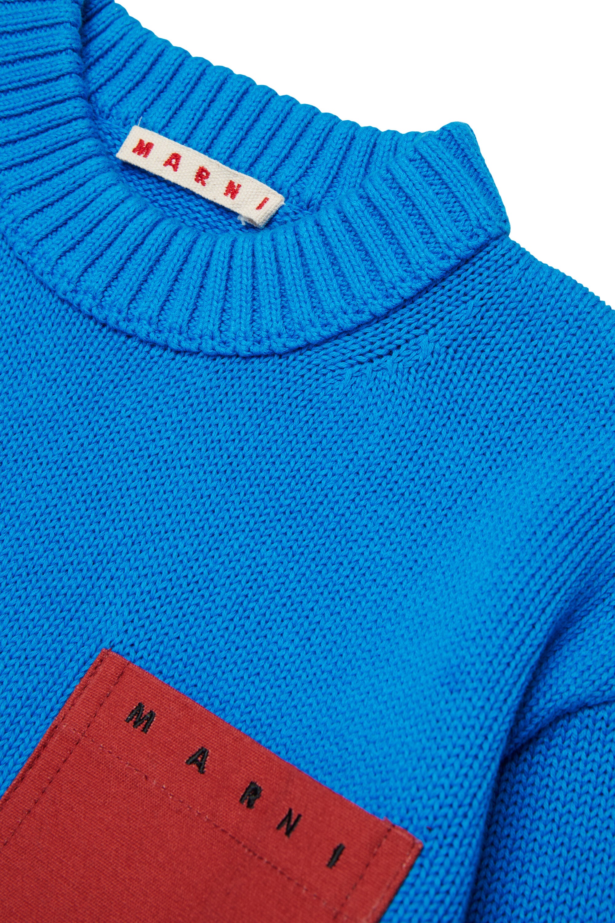 Crew neck pullover with chest pocket and logo