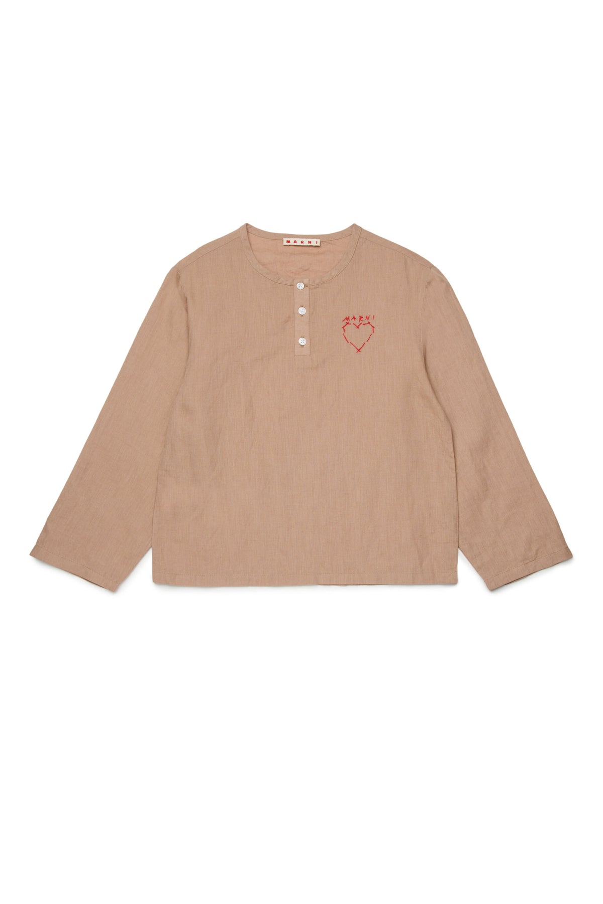 Long-sleeved shirt with heart embroidery
