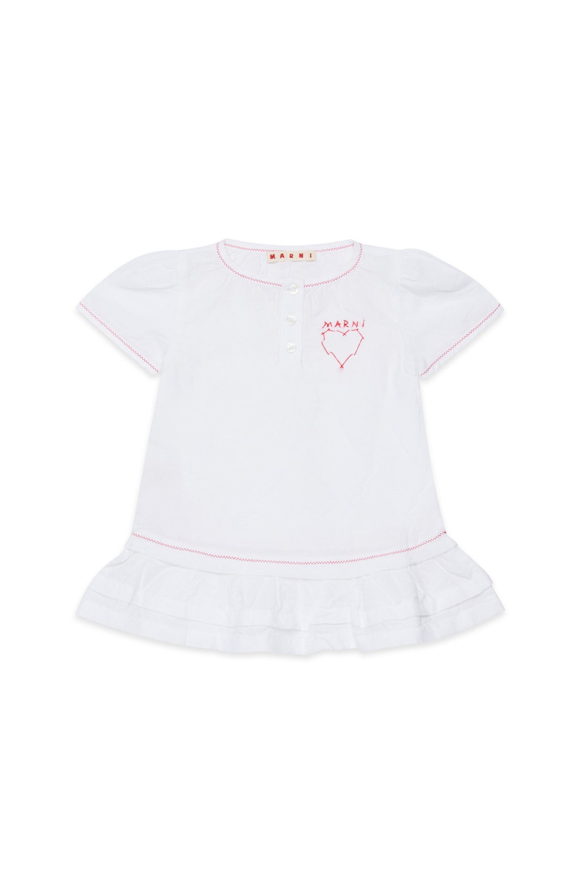 Vestido corto con logotipo y corazón bordado