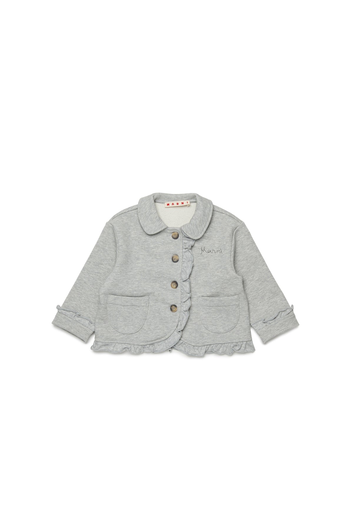 Chaqueta con volantes y logo