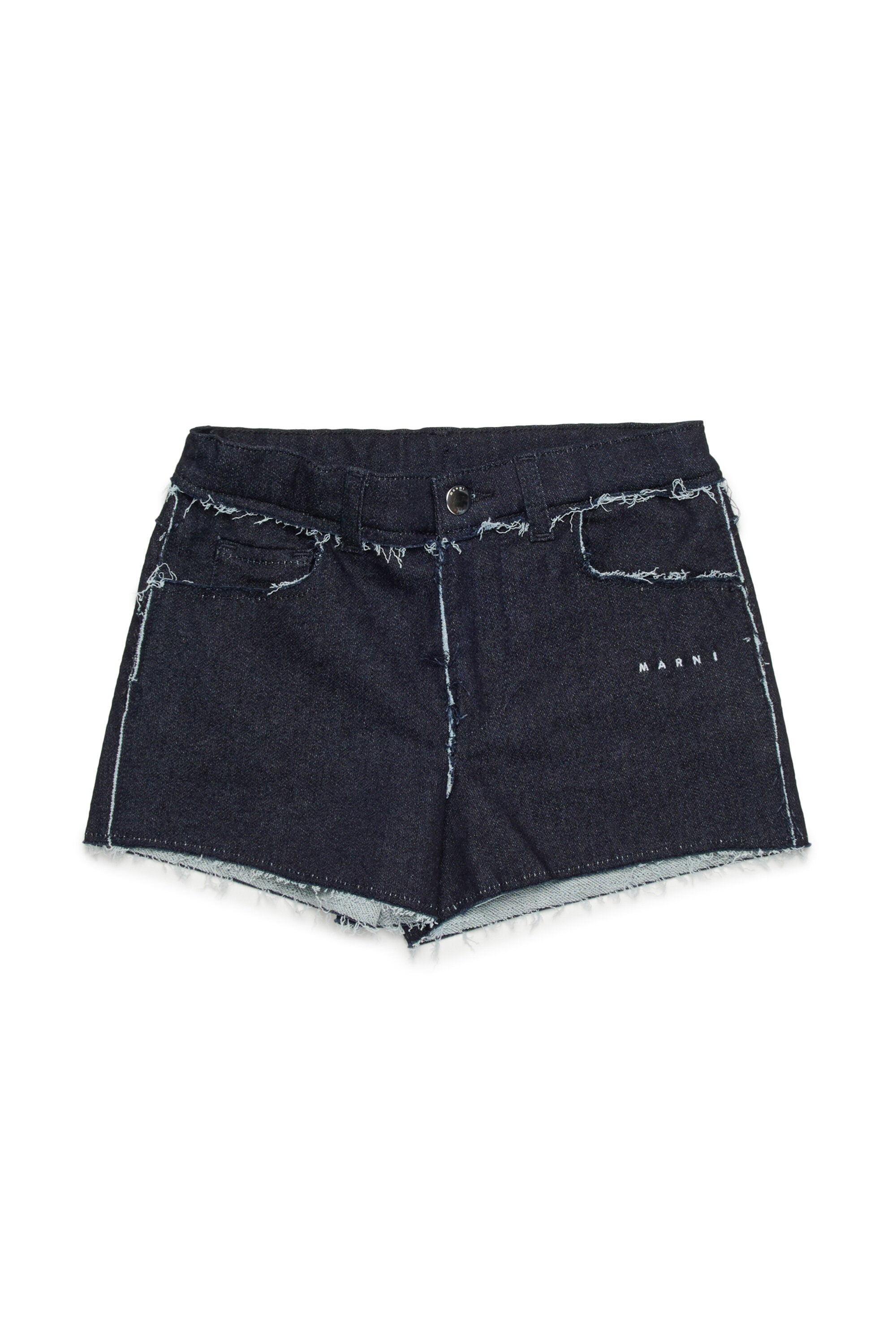 Short en denim avec logo sur le devant
