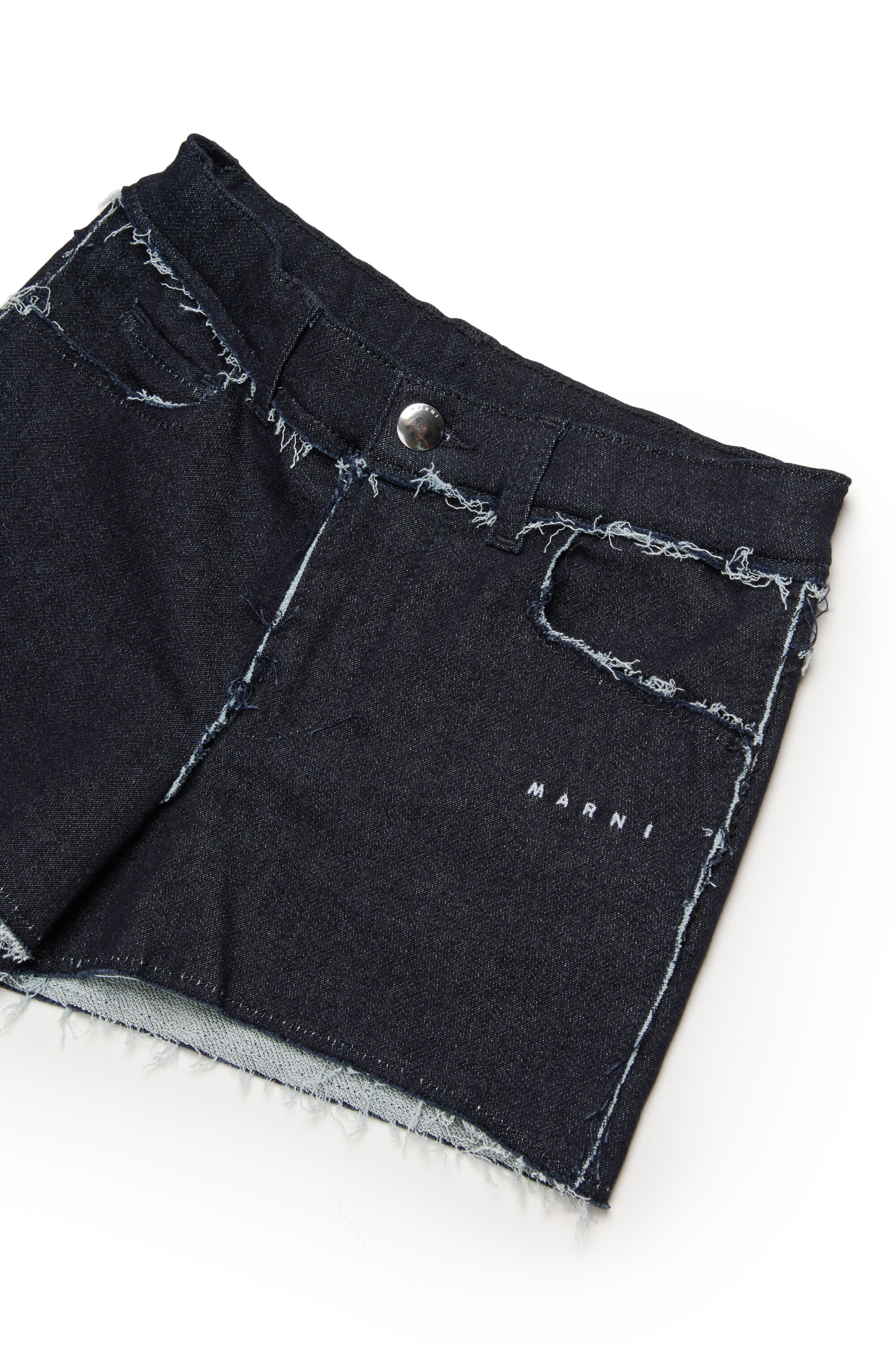 Short en denim avec logo sur le devant