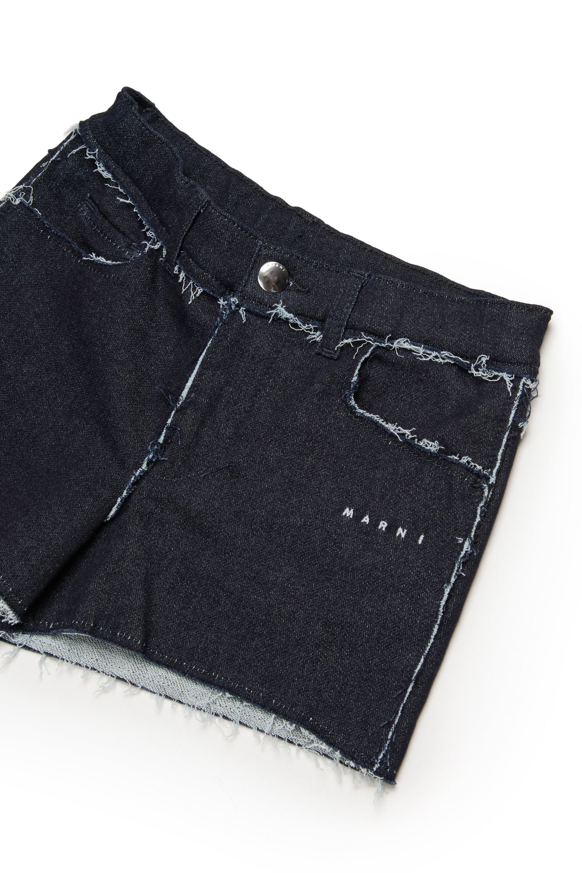 Short en denim avec logo sur le devant