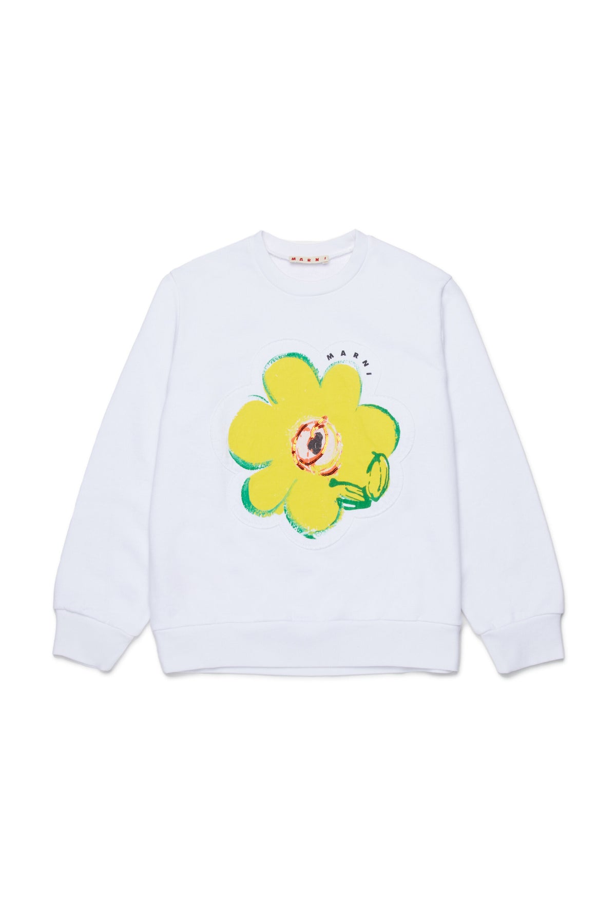 Sweat-shirt à col rond avec maxi fleur