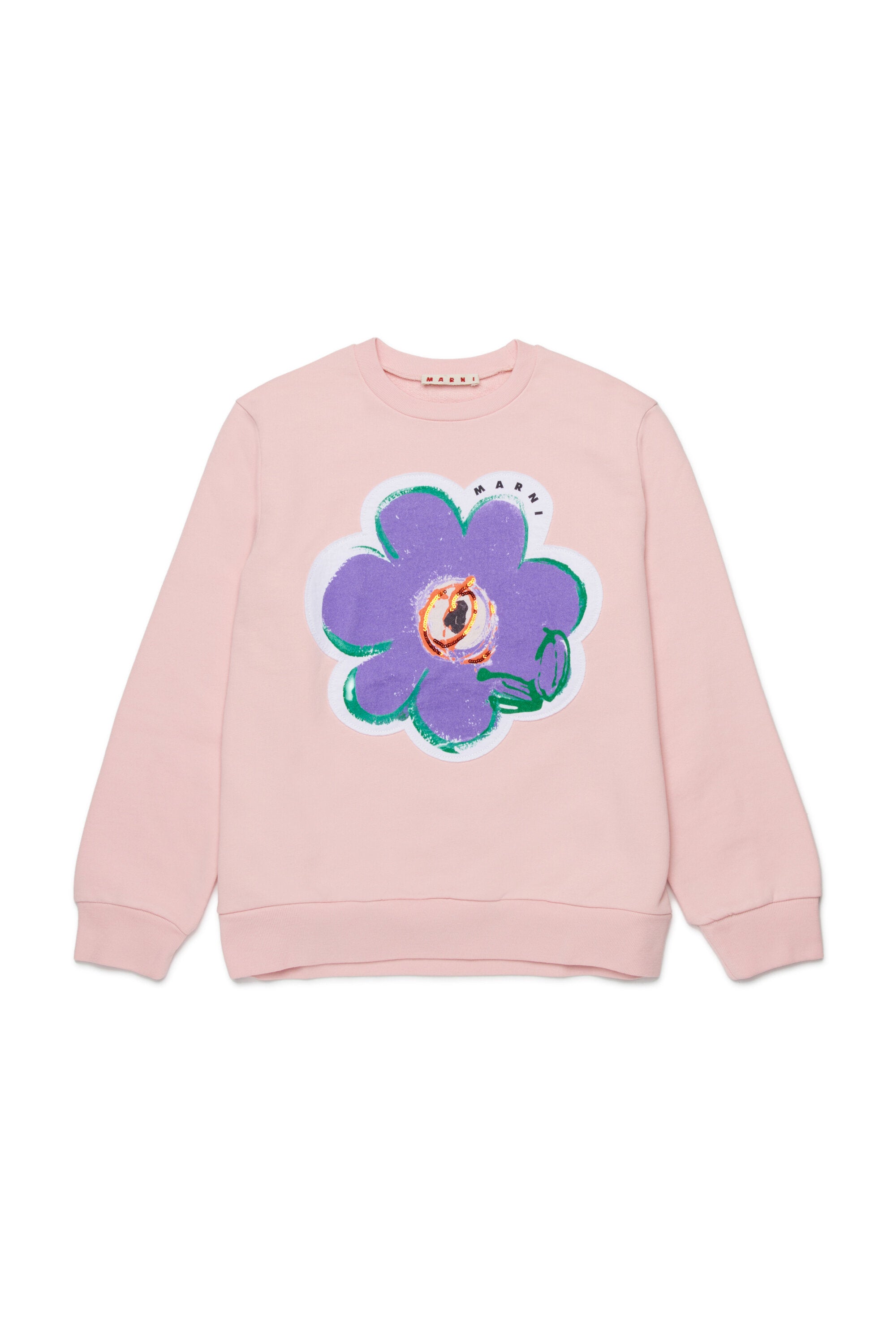 Sweat-shirt à col rond avec maxi fleur