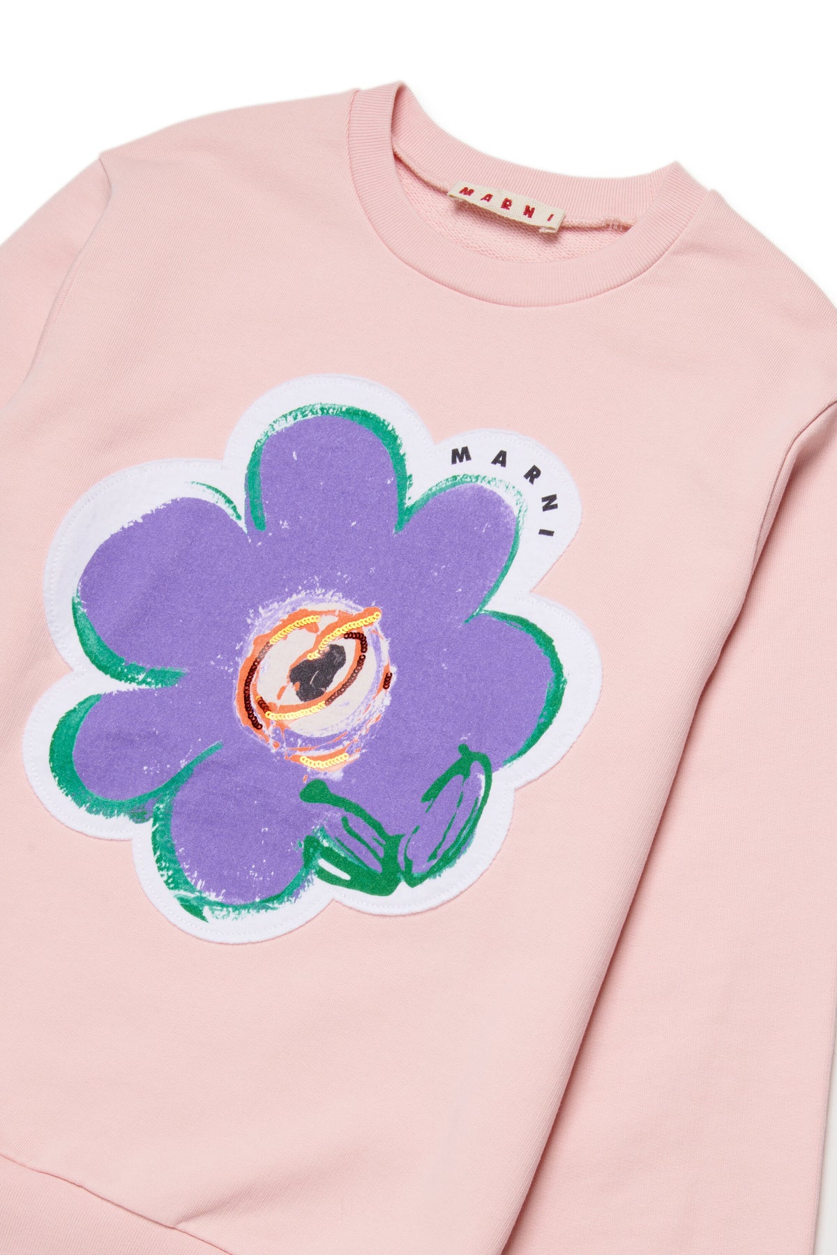 Sweat-shirt à col rond avec maxi fleur