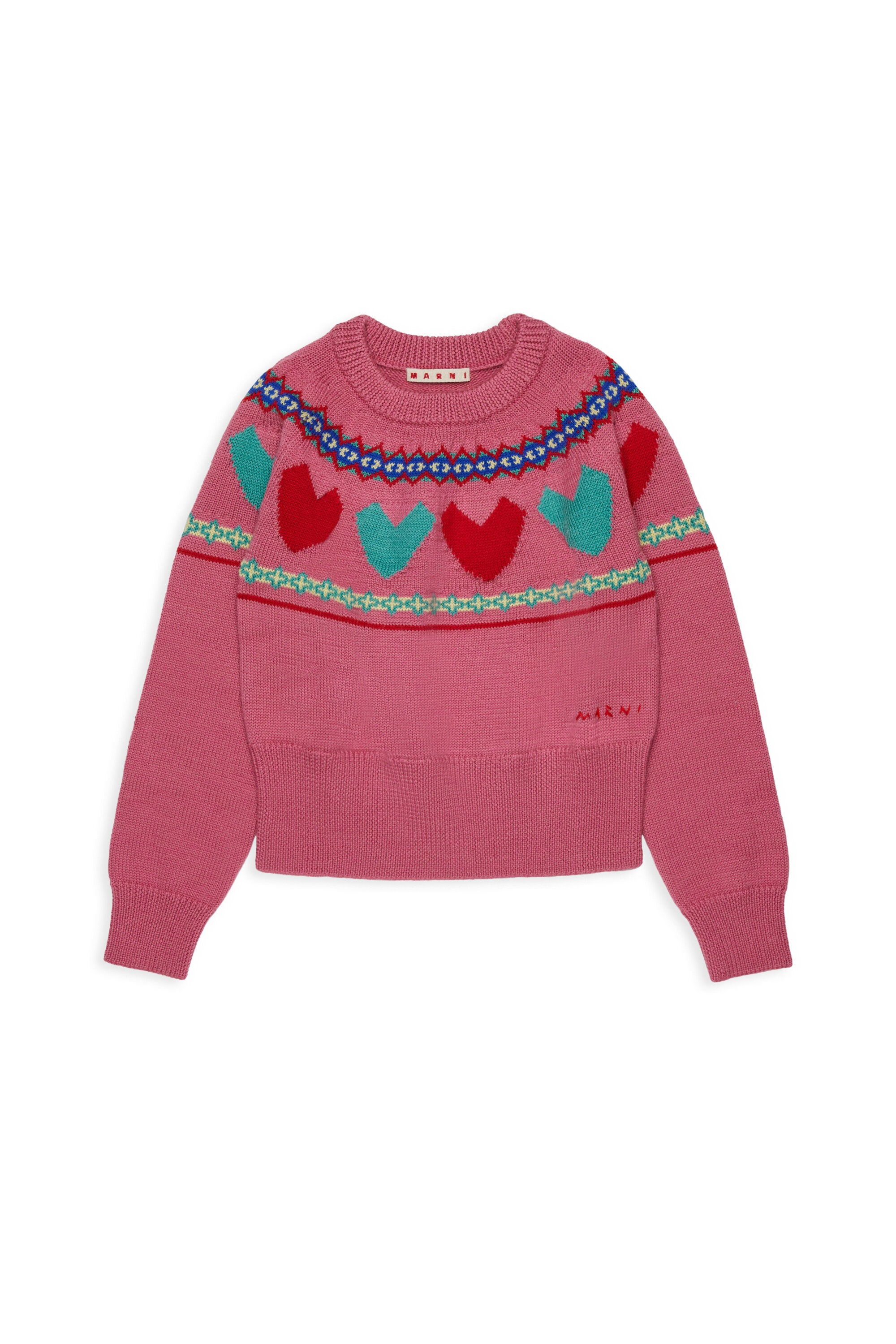 Jersey de cuello redondo con corazones jacquard
