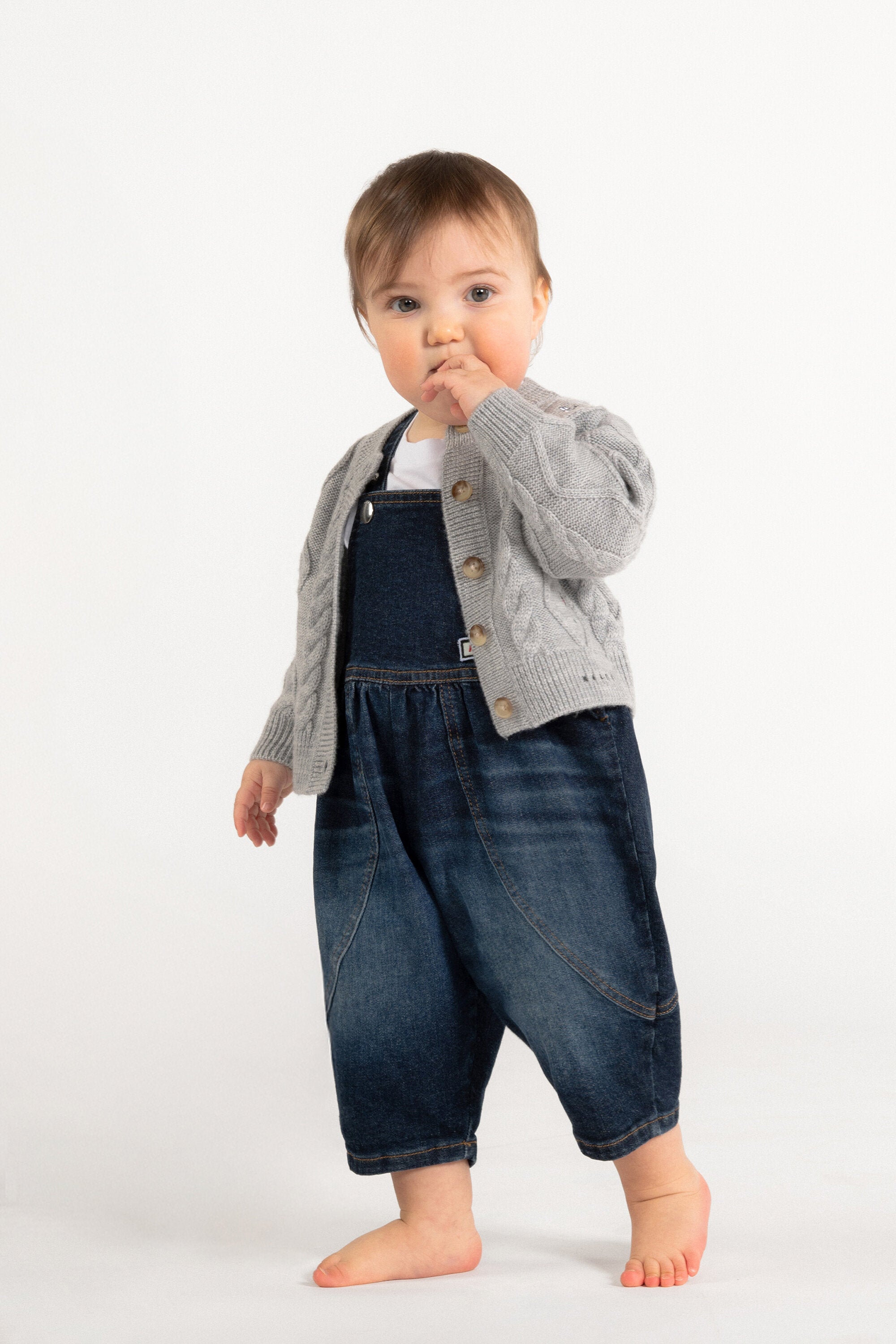 Salopette de denim con logo