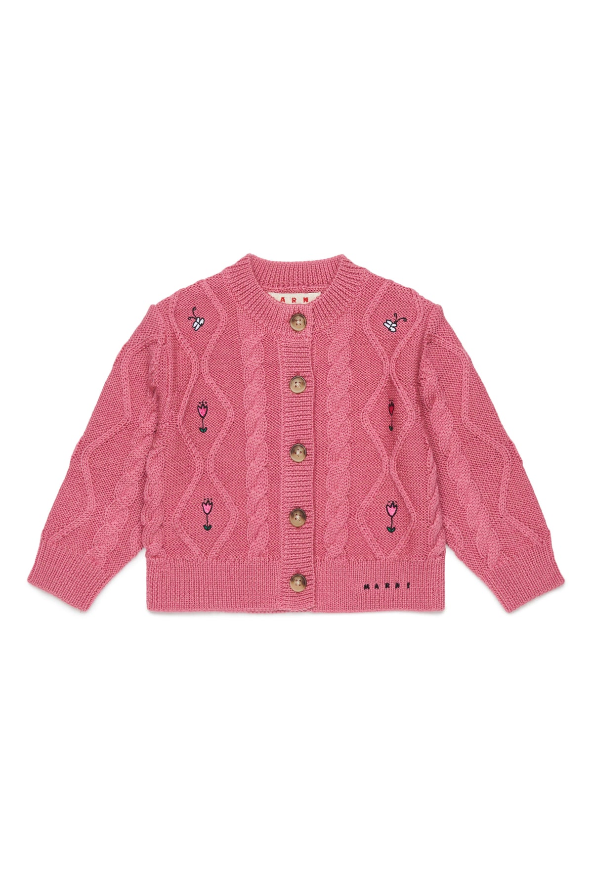 Cardigan avec torsades et broderies florales