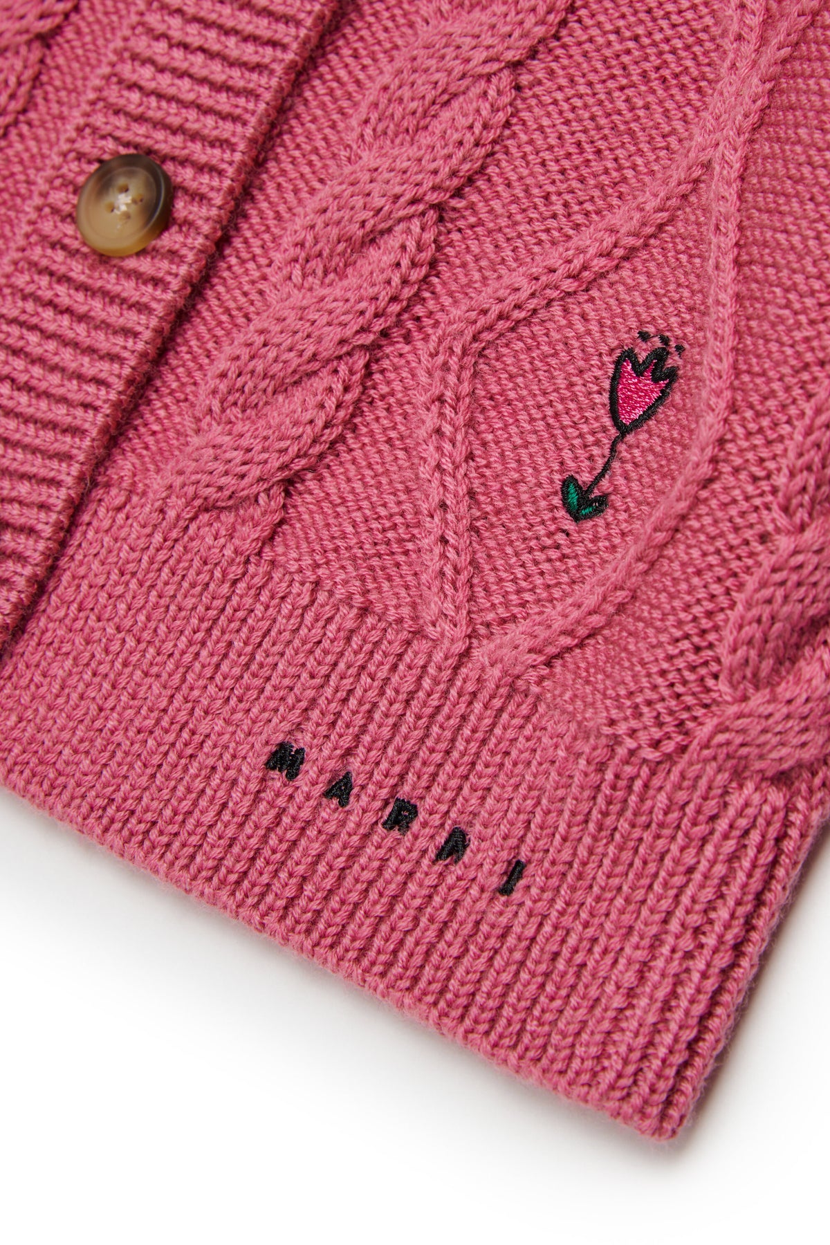 Cardigan avec torsades et broderies florales